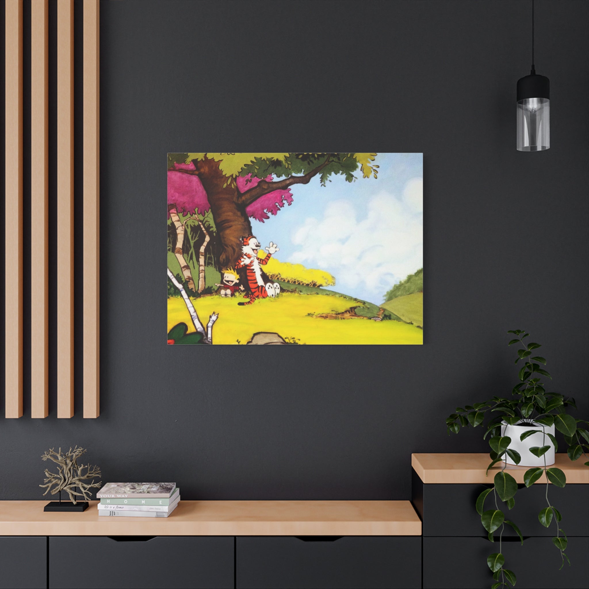 Calvin and Hobbes Canvas Wall Art - Nostalgic Comic Strip Poster for Kids Room & Nursery Room Decor - Adventure Theme Print