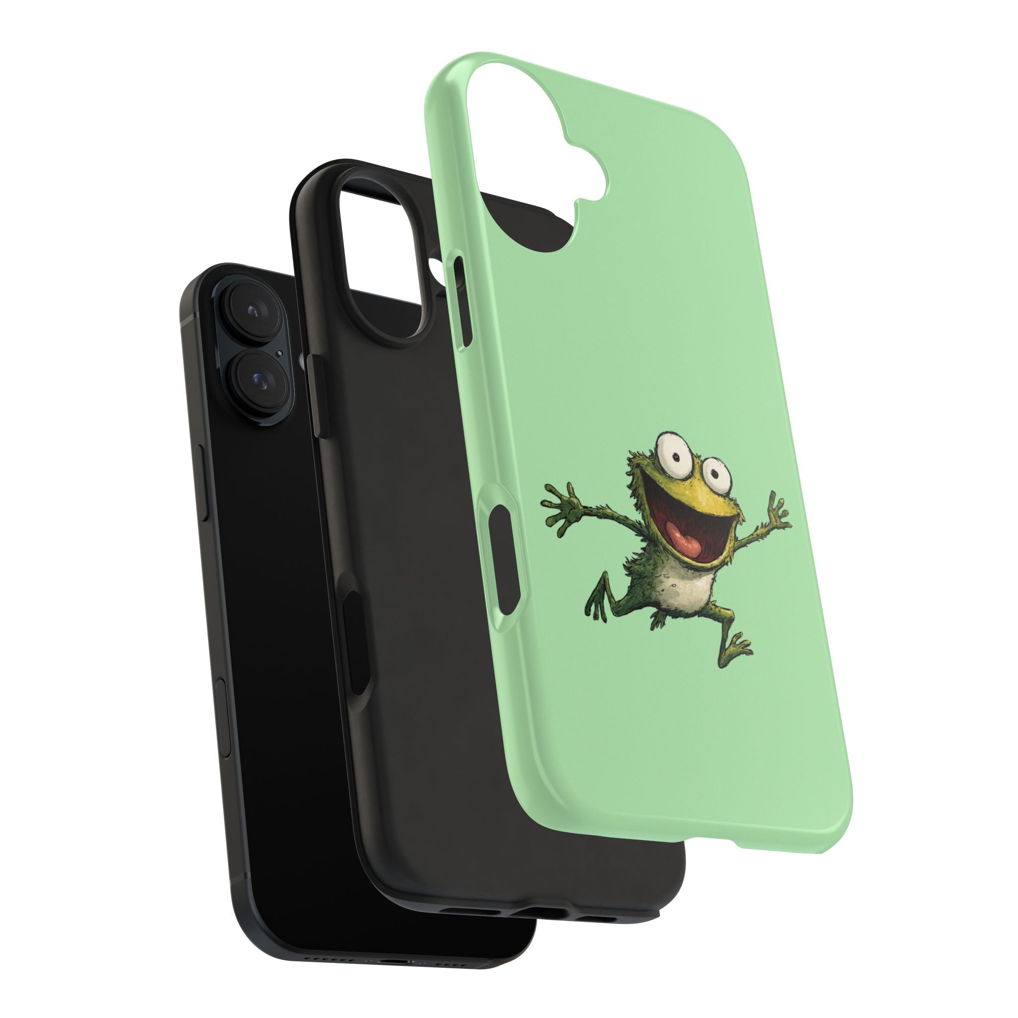 Quirky Funny Frog iPhone Tough Case - Kawaii Animal Phone Cover - Frog Protective Phone Cover - Green iPhone Case