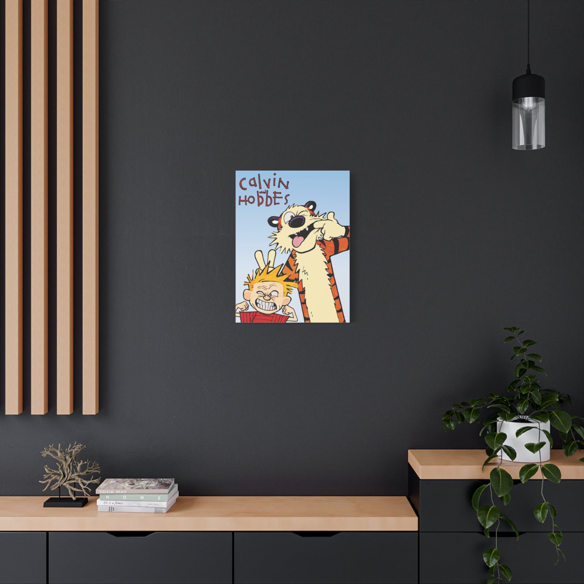 Calvin and Hobbes Canvas Wall Art - Nostalgic Vertical Comic Strip Canvas for Kids Room & Nursery Decor - Friendship Adventure Theme Print