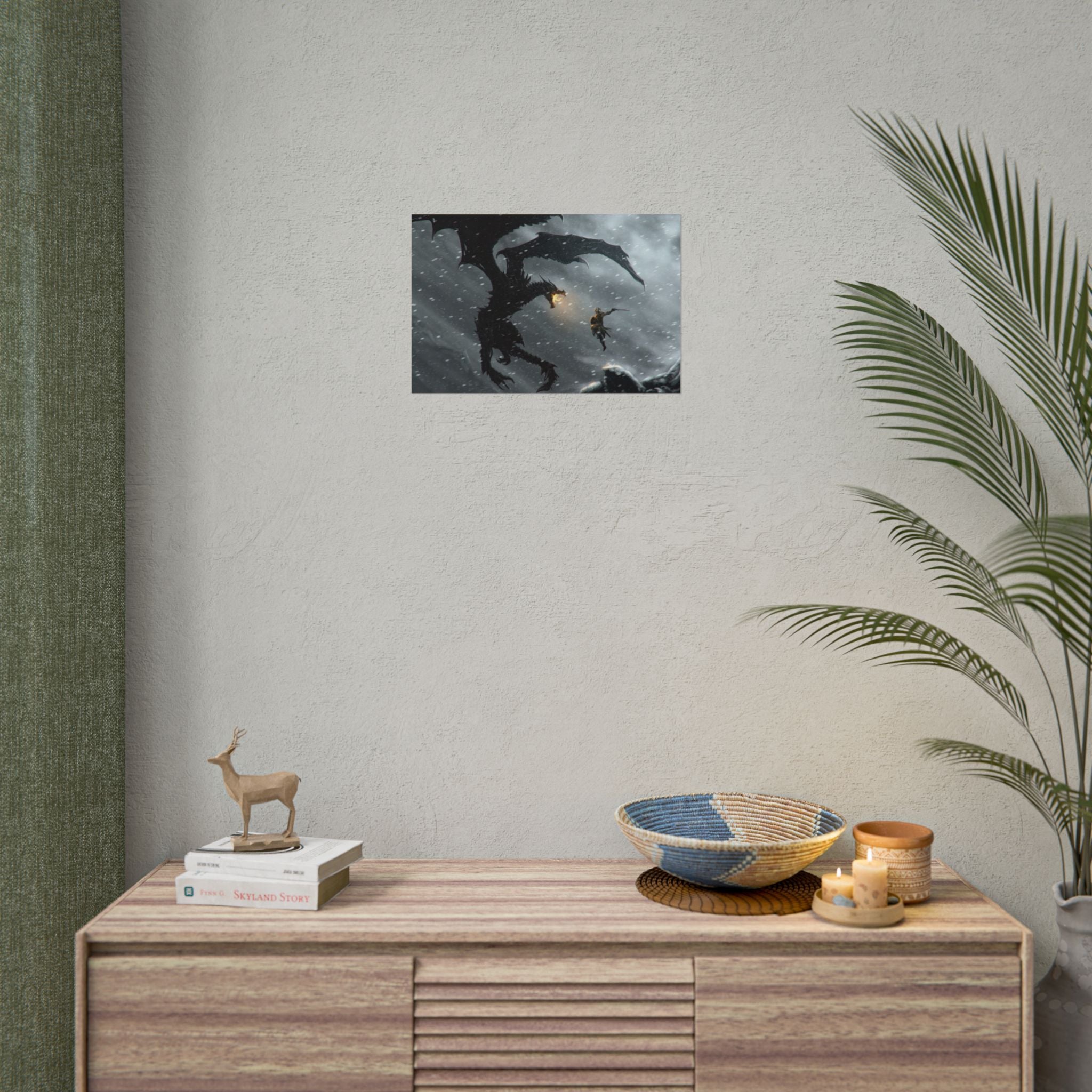 the-elder-scrolls-skyrim-poster-wall-art-dragon-and-viking-game-poster-print-room-decor-warrior-gaming-wall-ar