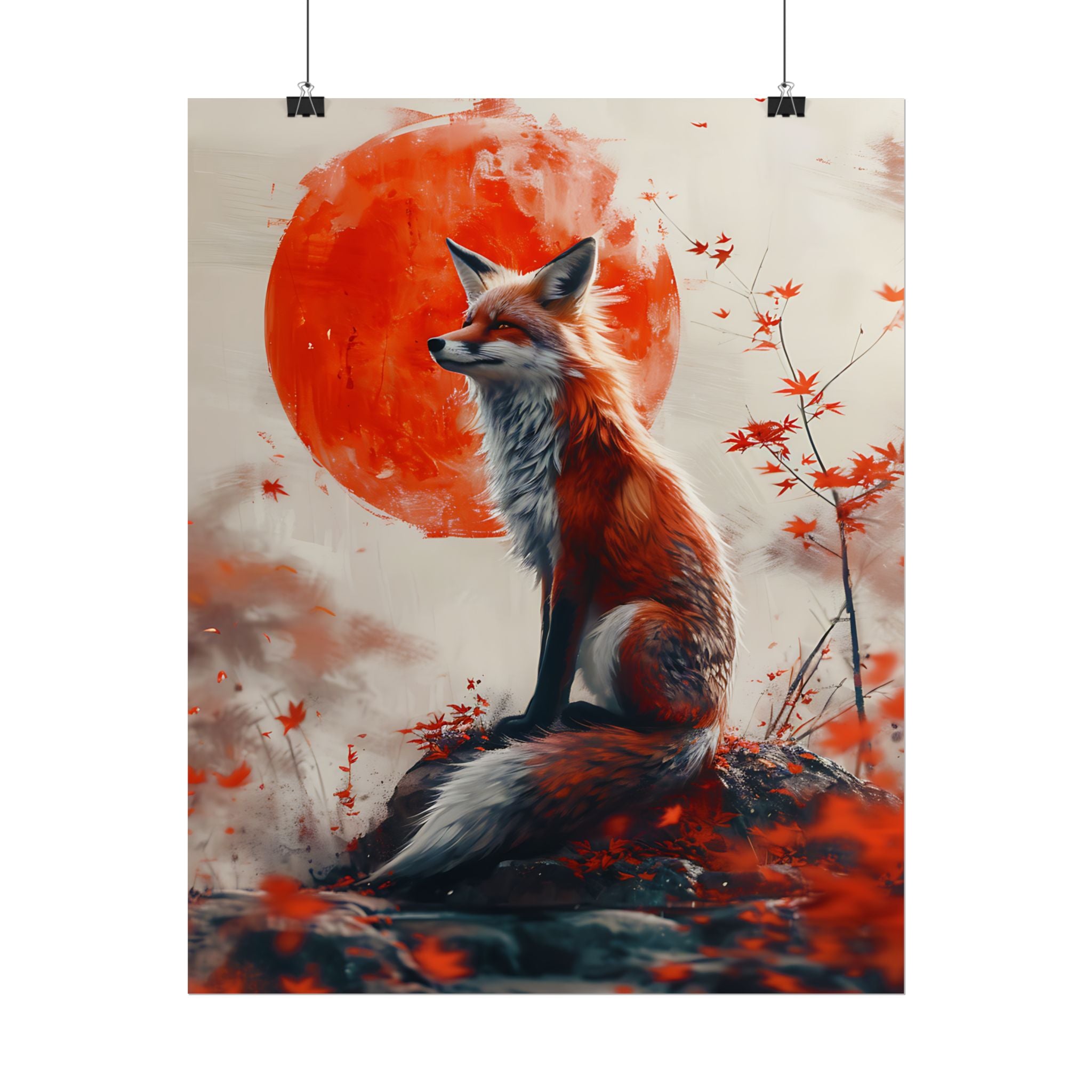 red-fox-poster-print-fantasy-decor-wildlife-wall-art-red-sun-home-decor-animal-lover-gift-nature-print-fantasy-art-decor