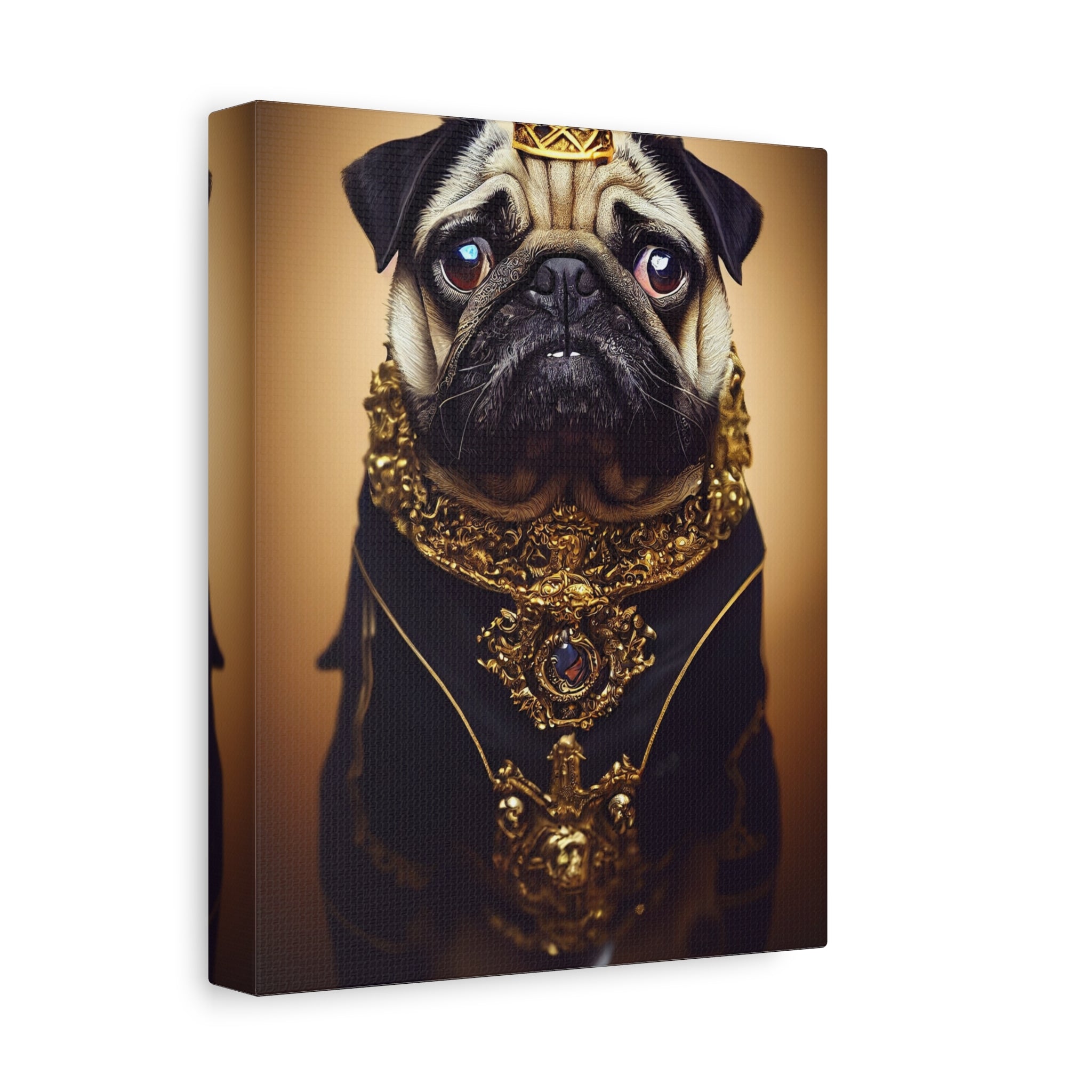 canvas-print-pug-crown-funny-jewelry-wall-art-decor-stretched-matte-canvas-home-living-room-decoration-dog-lover-gift-animal-