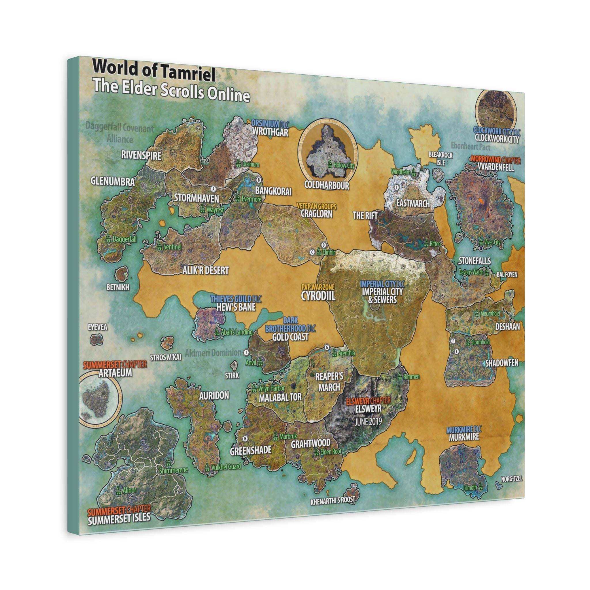 Skyrim World Map Tamriel, The Elder Scrolls Skyrim Canvas Wall Art - Dragon Game Canvas Print Room Decor, Gaming Wall Art, Skyrim Gift