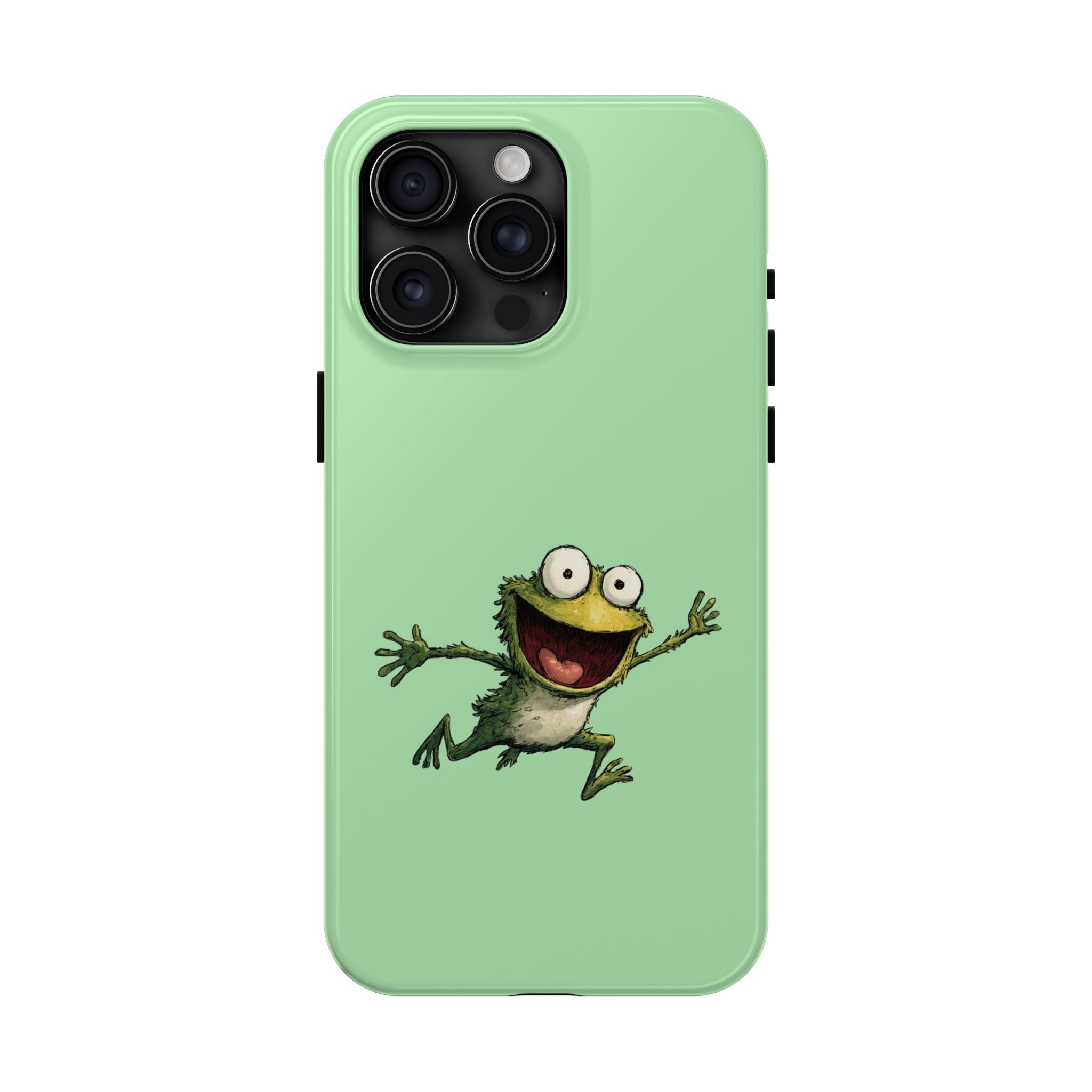 Quirky Funny Frog iPhone Tough Case - Kawaii Animal Phone Cover - Frog Protective Phone Cover - Green iPhone Case