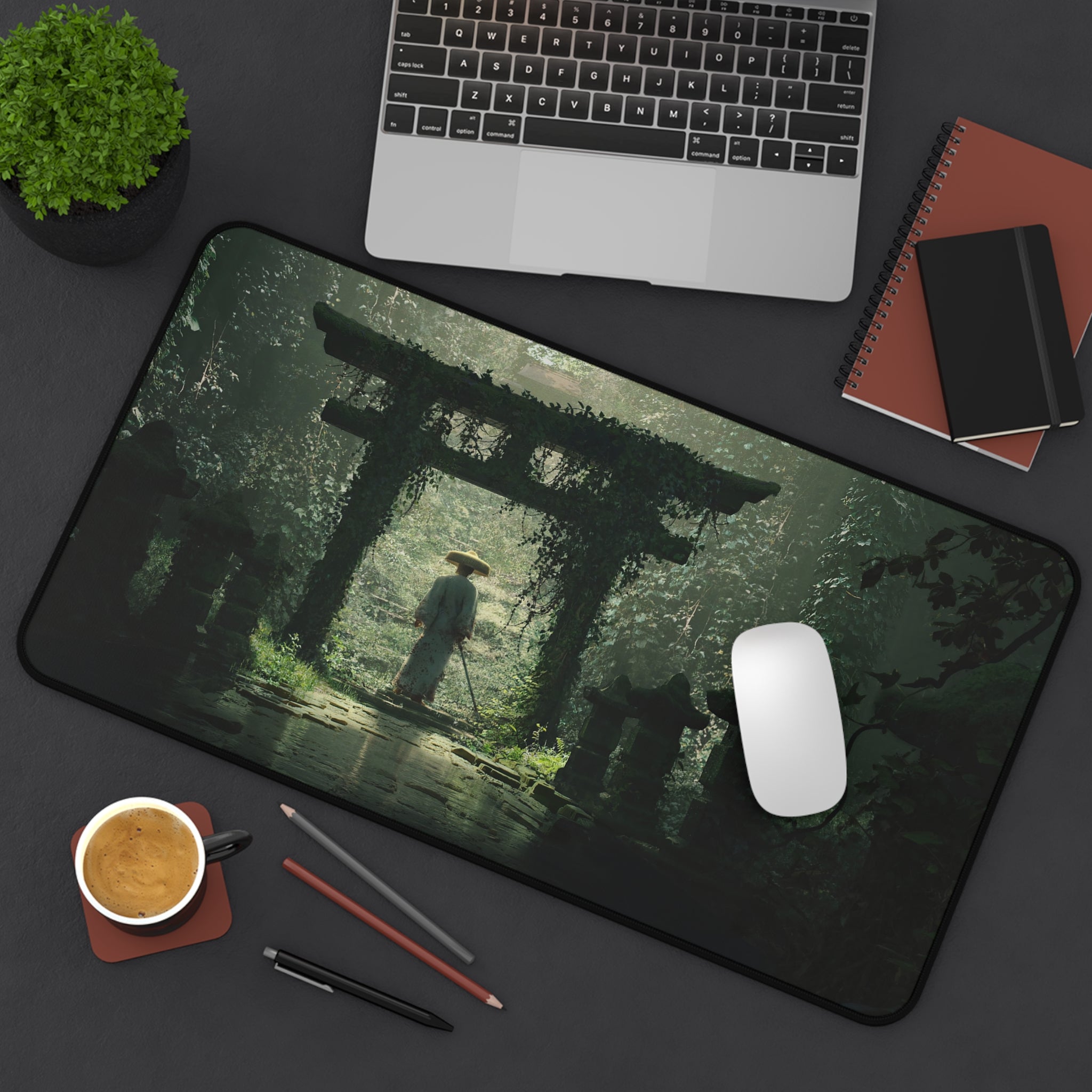 japanese-tori-gate-mouse-pad-japanese-samurai-katana-samurai-warrior-with-armor-desk-mat-japanese-anime-samurai-desk-pad