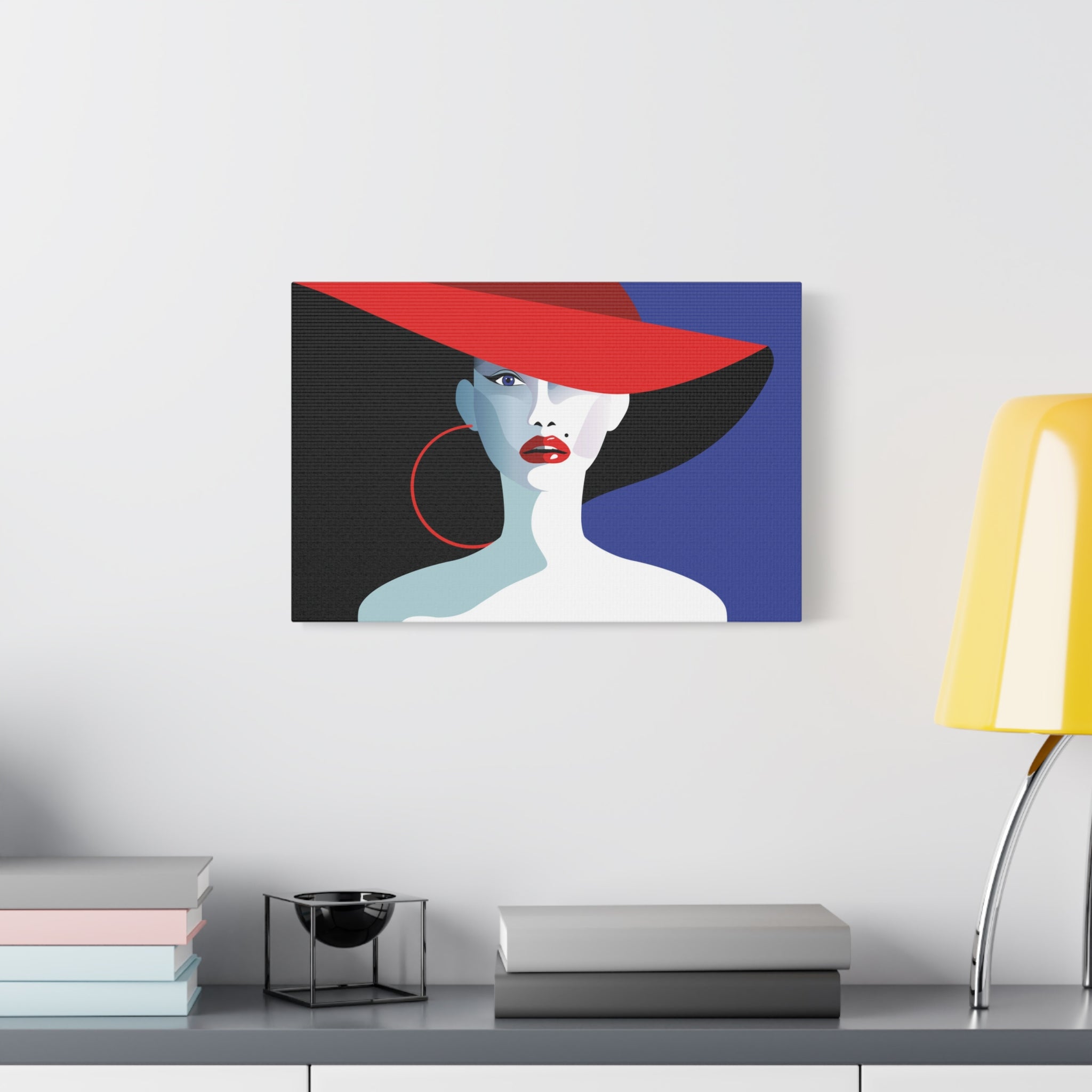 canvas-print-wall-decor-woman-hat-style-lips-art-matte-canvas-stretched-home-decor-room-decor-art-poster-fashion-art-gift