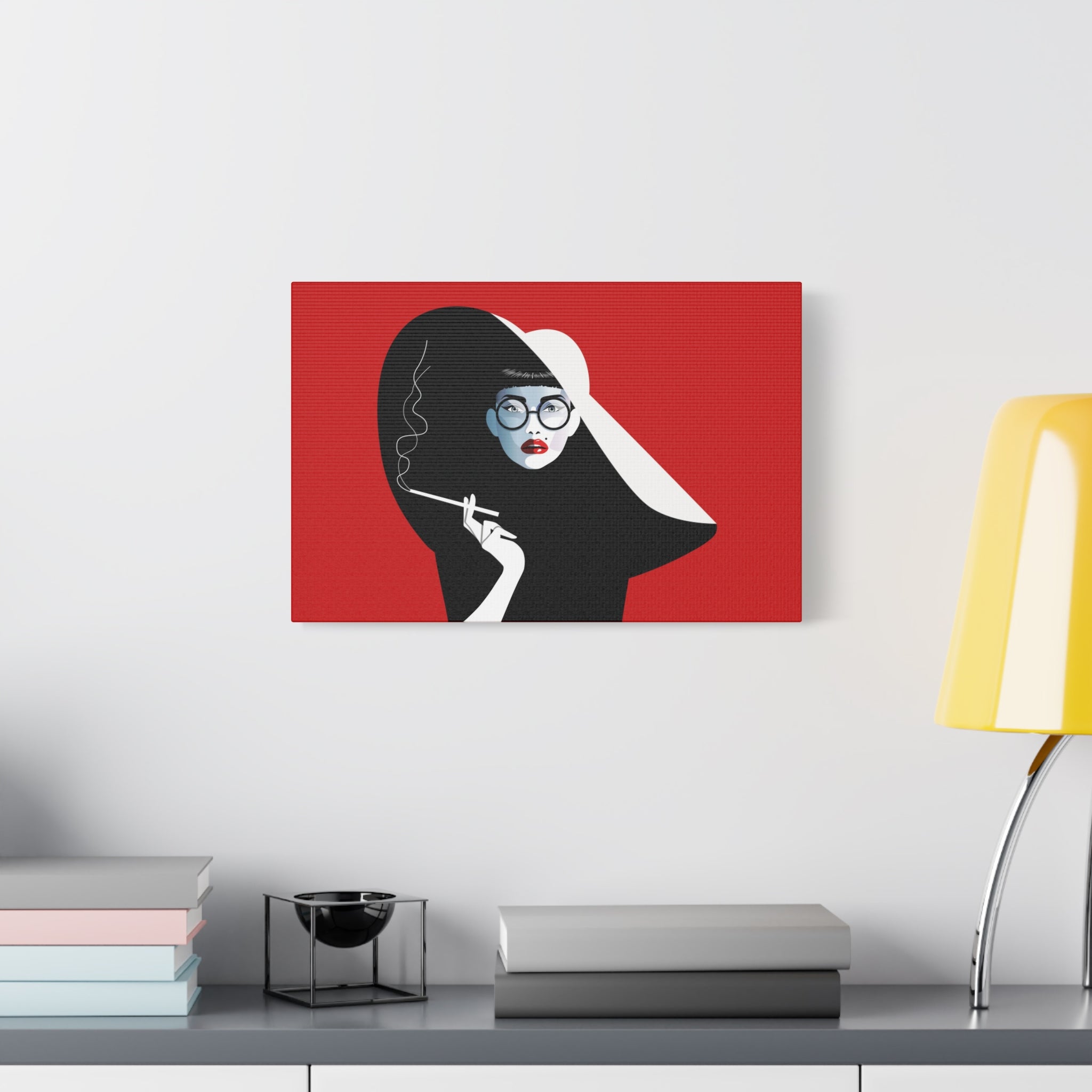 canvas-print-woman-smoking-cigarettes-wall-decor-woman-with-a-hat-style-stretched-matte-canvas-home-decor-living-room