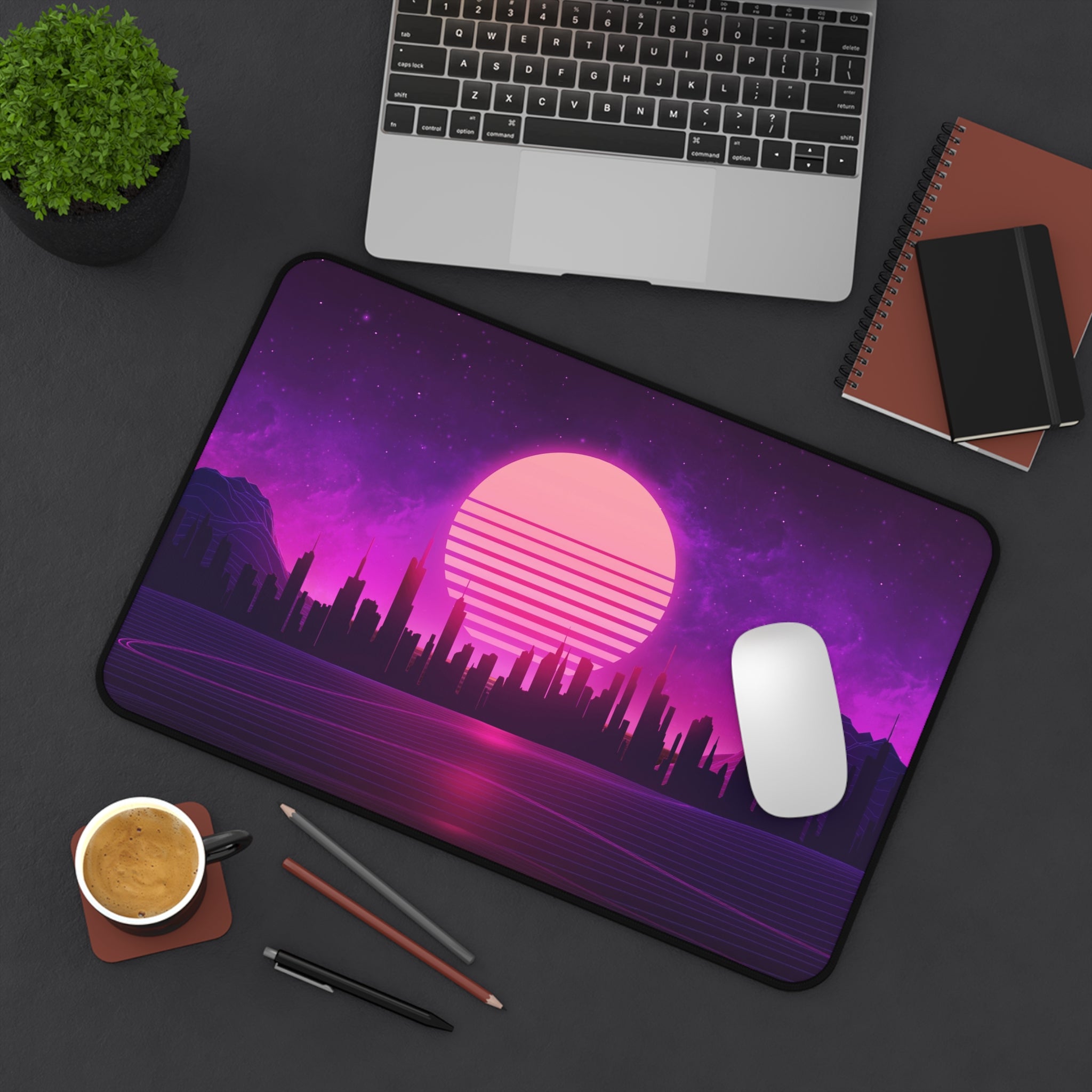vibrant-vaporwave-mouse-pad-retrowave-desk-mat-neon-synthwave-desk-pad-vaporwave-sun-and-mountains-vaporwave-gift