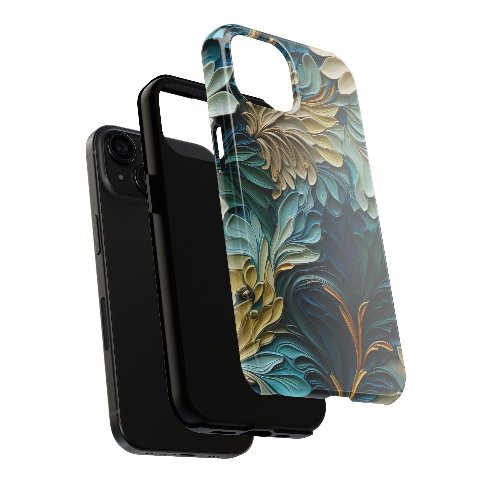 textured-art-nouveau-floral-tough-phone-case-cottagecore-iphone-case-unique-floral-phone-cover-vintage-style-iphone-case-prot