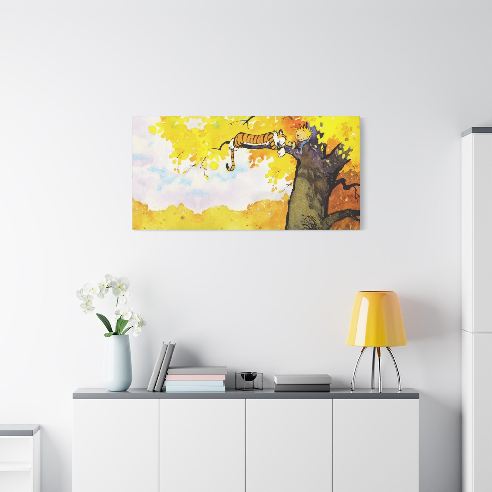 Calvin and Hobbes Canvas Wall Art - Nostalgic Comic Strip Canvas for Kids Room & Nursery Decor - Friendship Adventure Theme Print