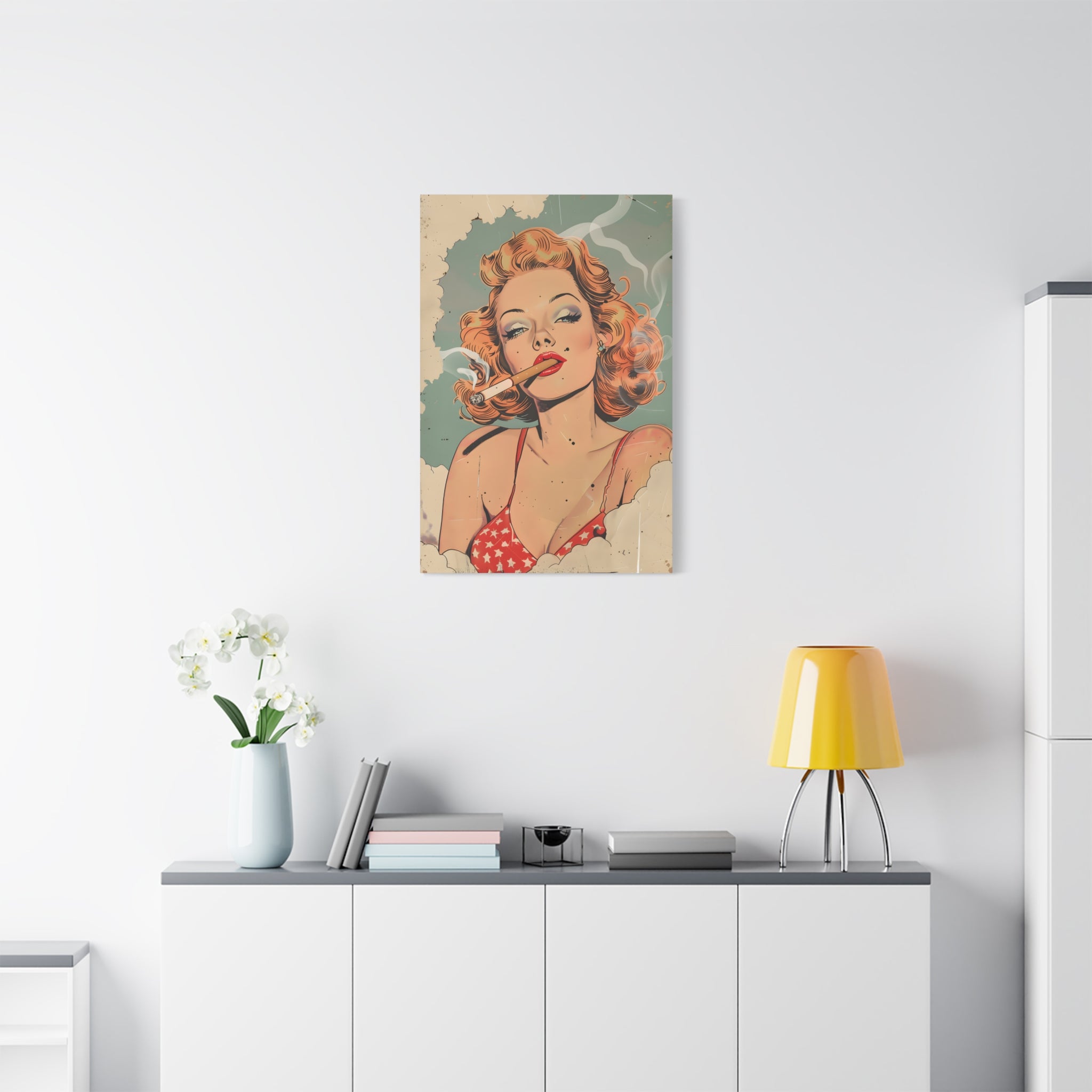 vintage-pin-up-girl-canvas-print-matte-canvas-stretched-wall-art-retro-pinup-poster-pin-up-illustration-home-decor-wall-hangi