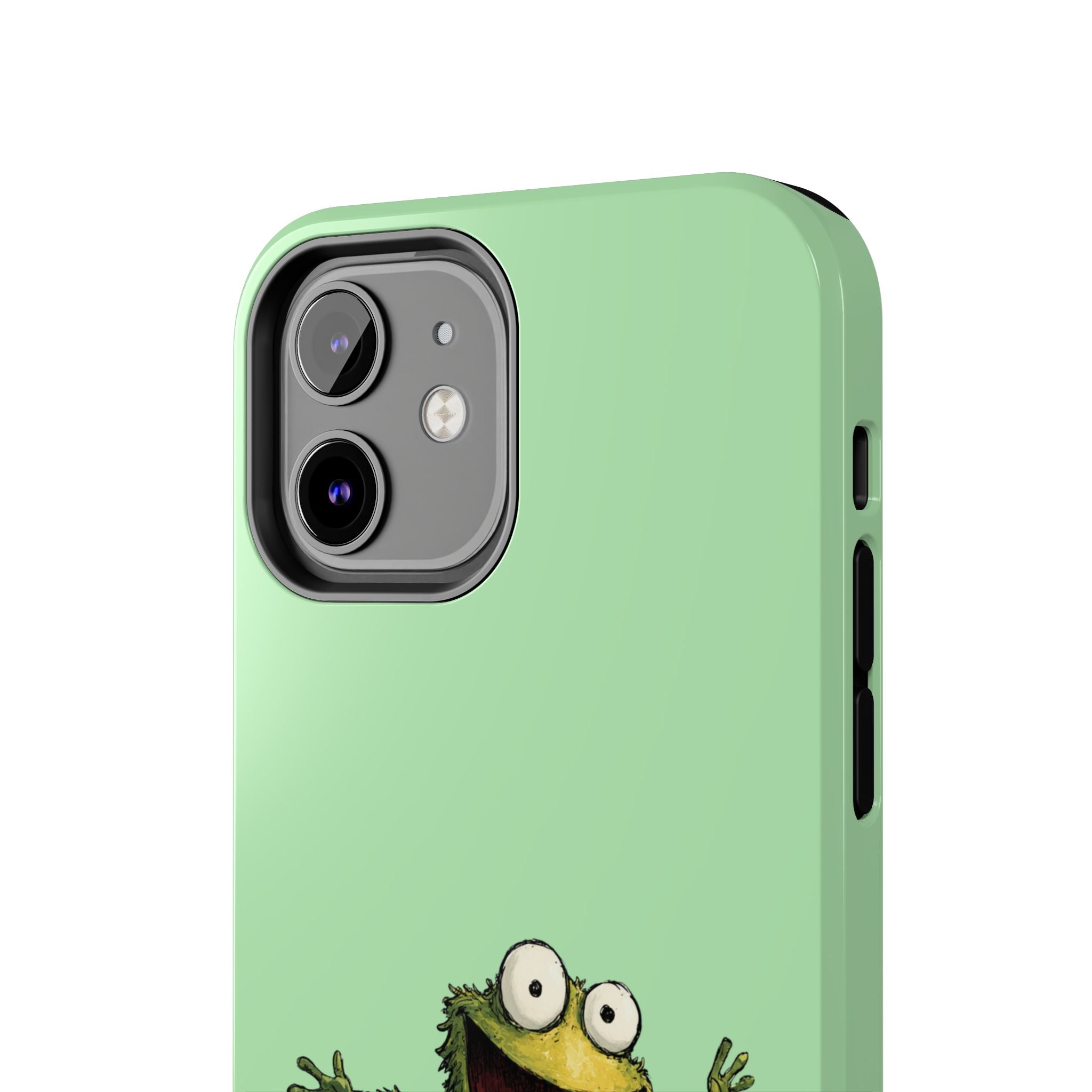 Quirky Funny Frog iPhone Tough Case - Kawaii Animal Phone Cover - Frog Protective Phone Cover - Green iPhone Case