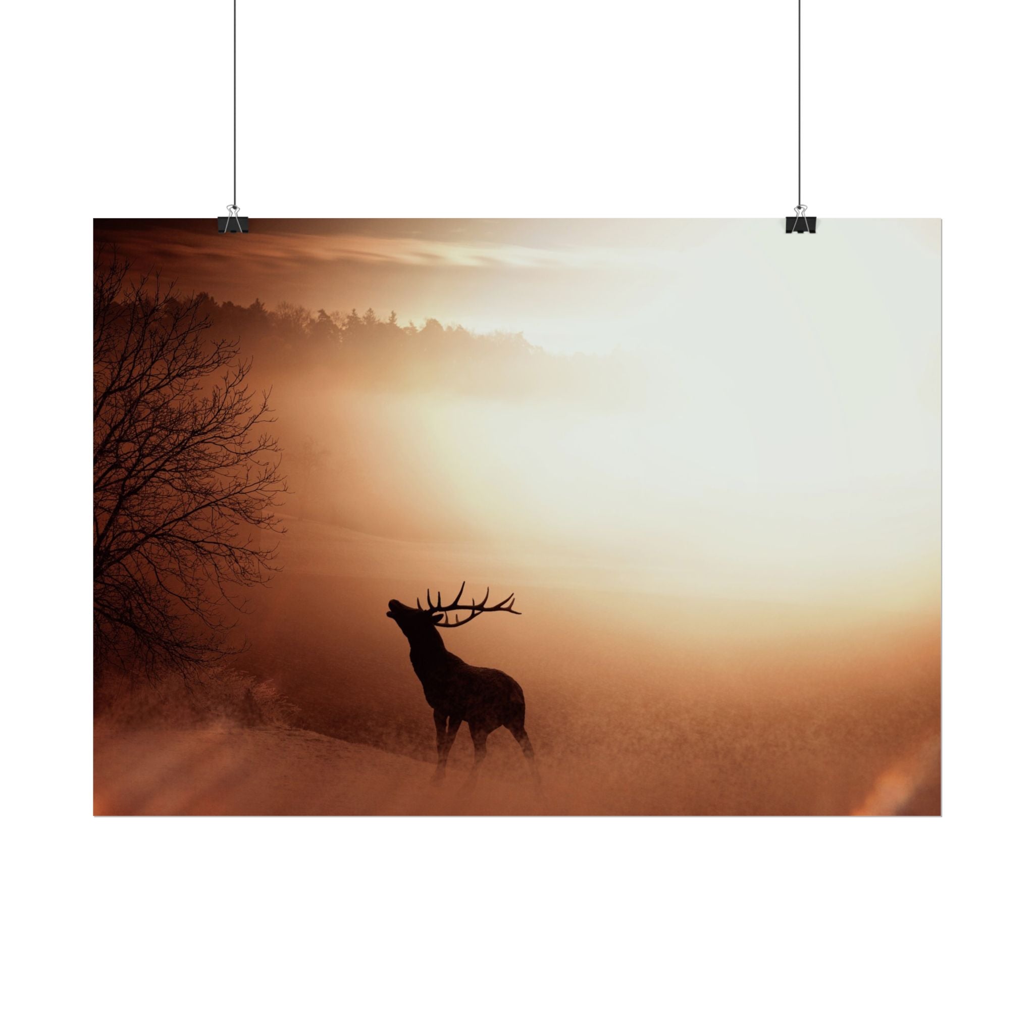 poster-print-elk-in-forest-sunset-scenery-nature-home-decor-animal-wall-art-wildlife-decor-farmhouse-wall-art-elk-prints-post