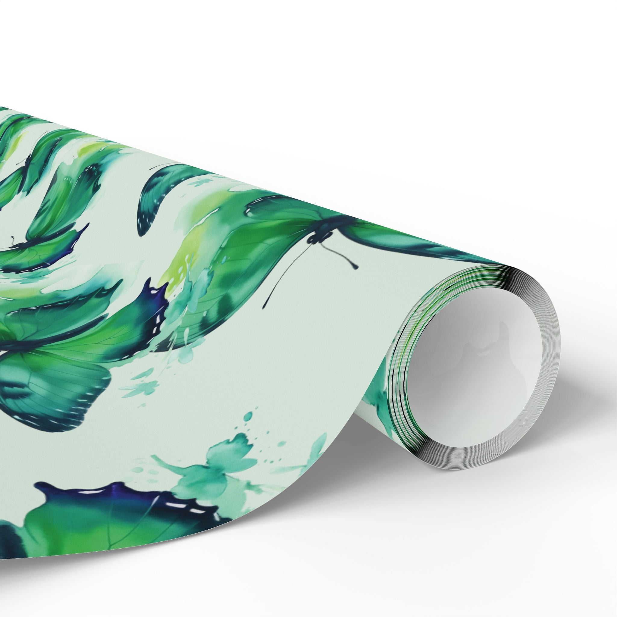 dark-green-butterfly-watercolor-wrapping-papers-elegant-roll-for-gifts-craft-supplies-birthday-gift-wrap-holiday-packaging-sc