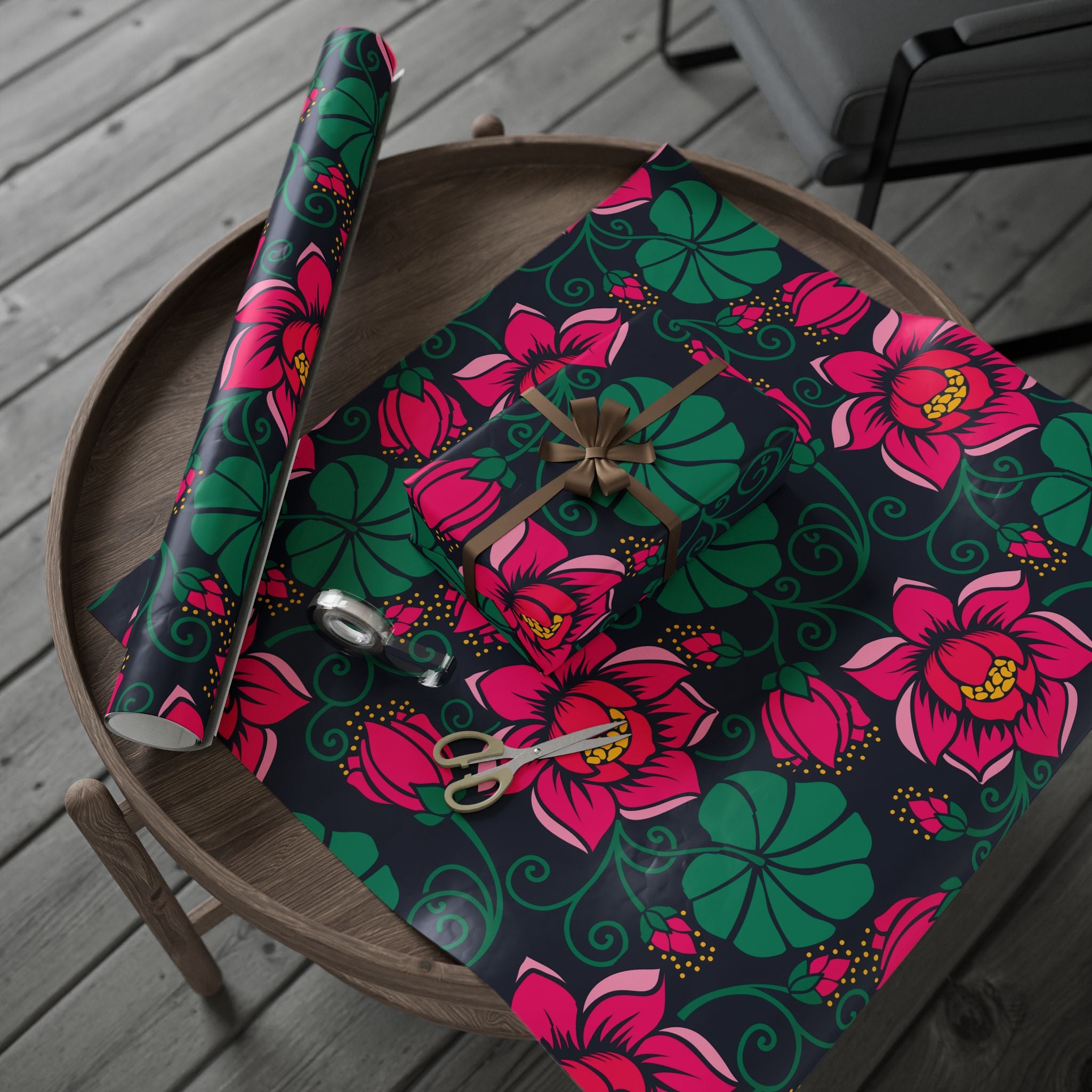 vintage-retro-pink-tulip-gift-wrap-30x72-inch-floral-design-birthday-wrapping-decorative-craft-paper-holiday-gift-wrap-elegan