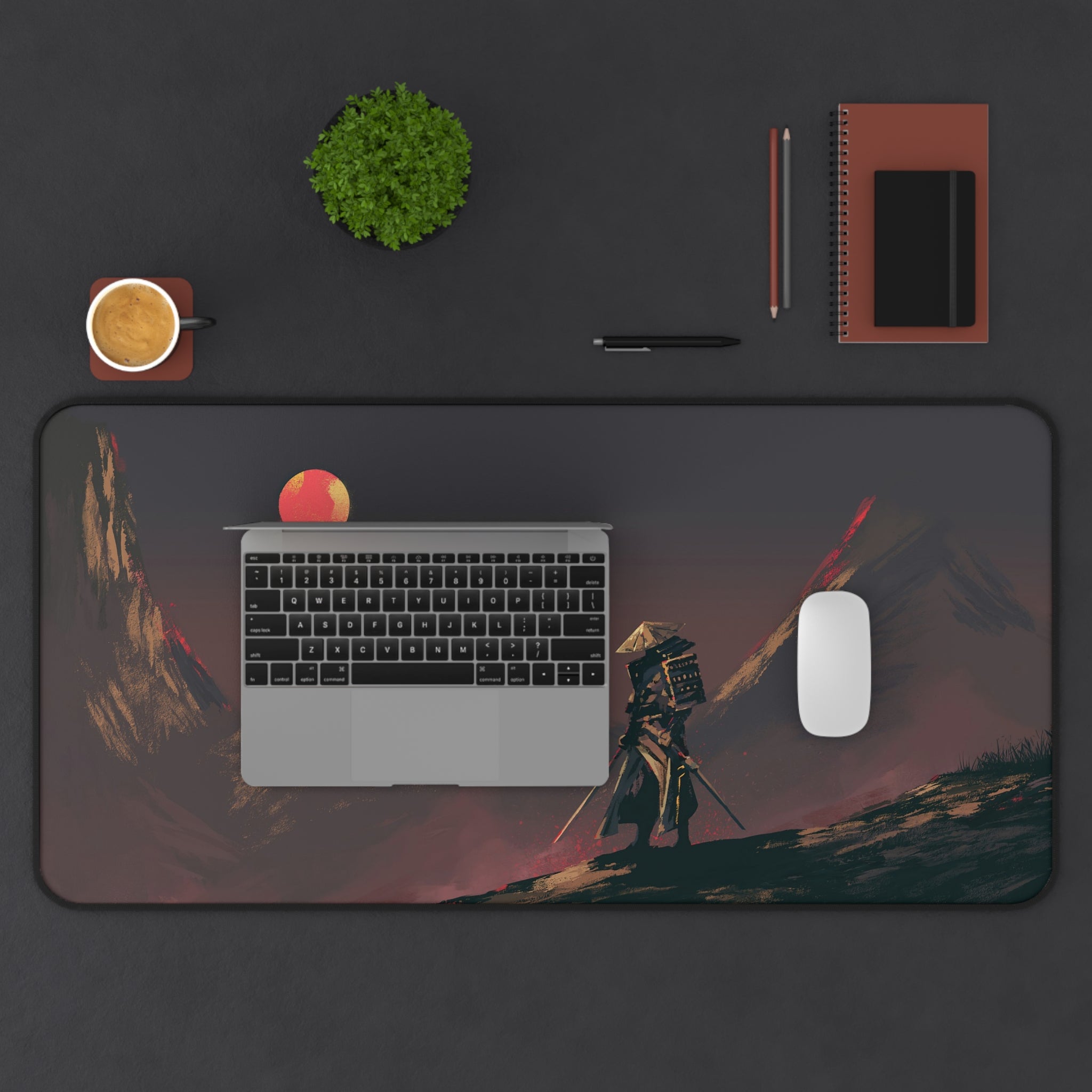 fantasy-samurai-warrior-red-sun-mouse-pad-japanese-katana-samurai-warrior-with-armor-desk-mat-japanese-anime-samurai-desk-pad