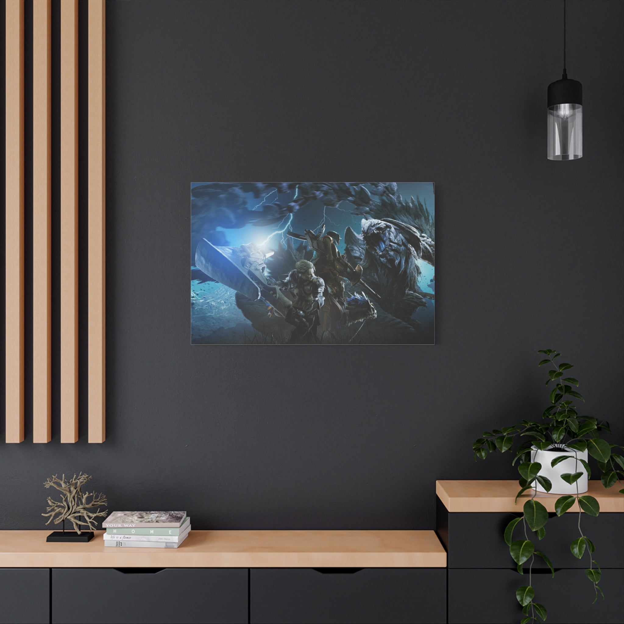 canvas-print-monster-hunter-wall-art-matte-print-stretched-canvas-1-25-home-decor-gaming-art-gamer-gift-video-game-art-hunter