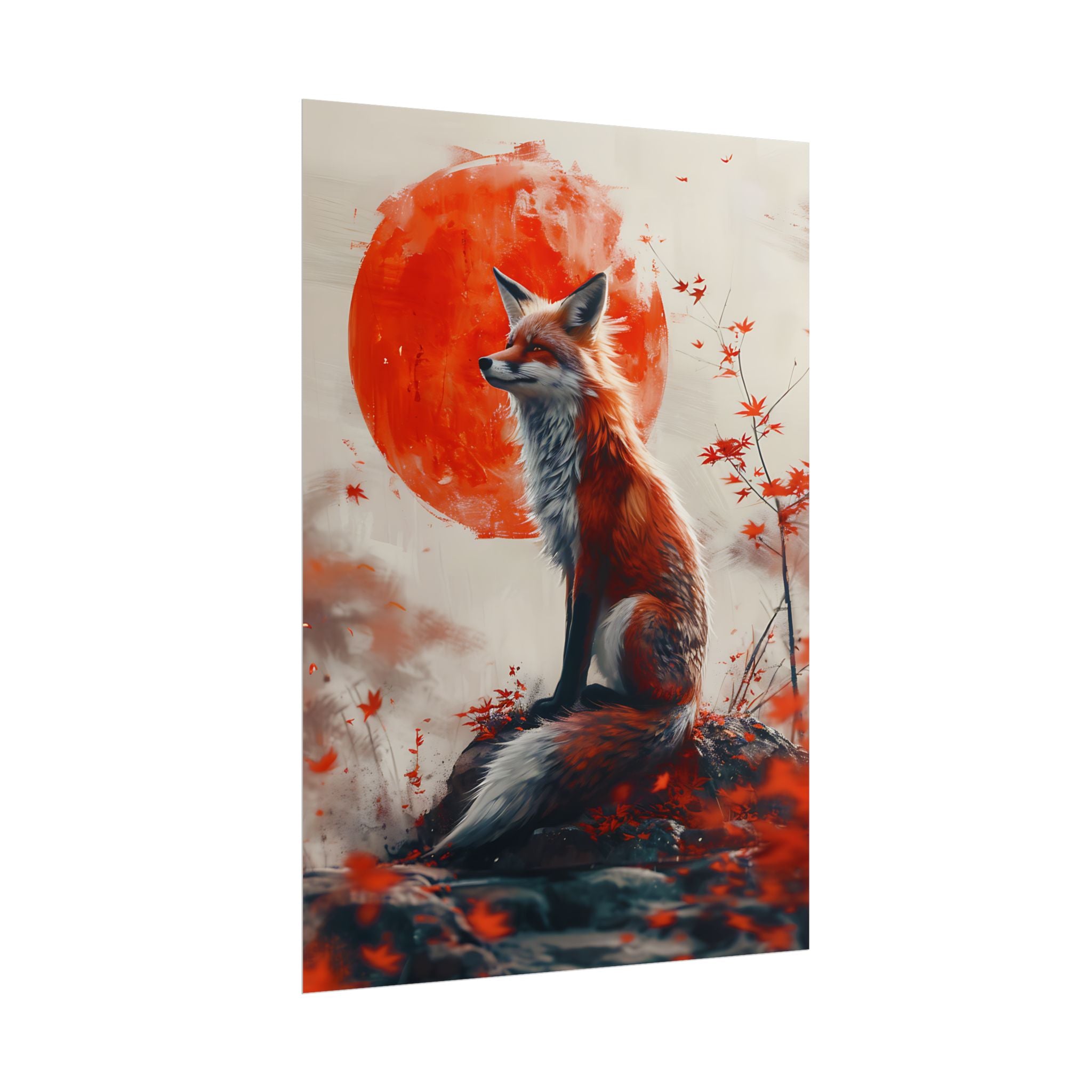 red-fox-poster-print-fantasy-decor-wildlife-wall-art-red-sun-home-decor-animal-lover-gift-nature-print-fantasy-art-decor