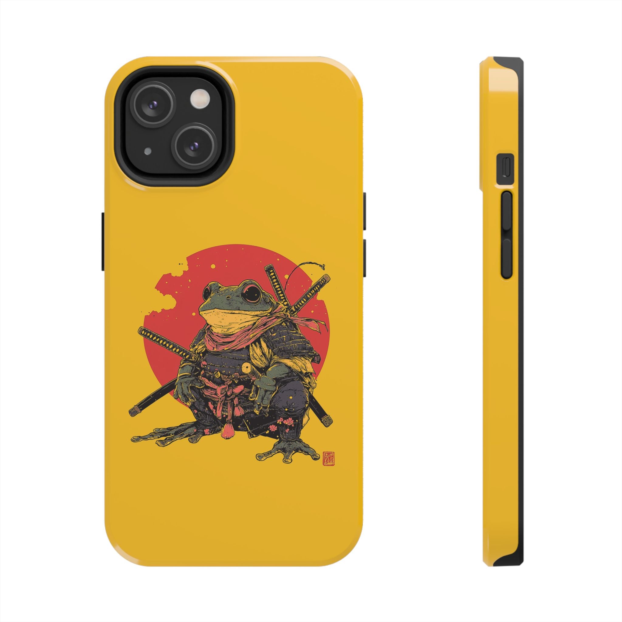 retro-vintage-ninja-frog-iphone-tough-case-red-sun-japanese-samurai-frog-design-ninja-warrior-yellow-iphone-hard-cover