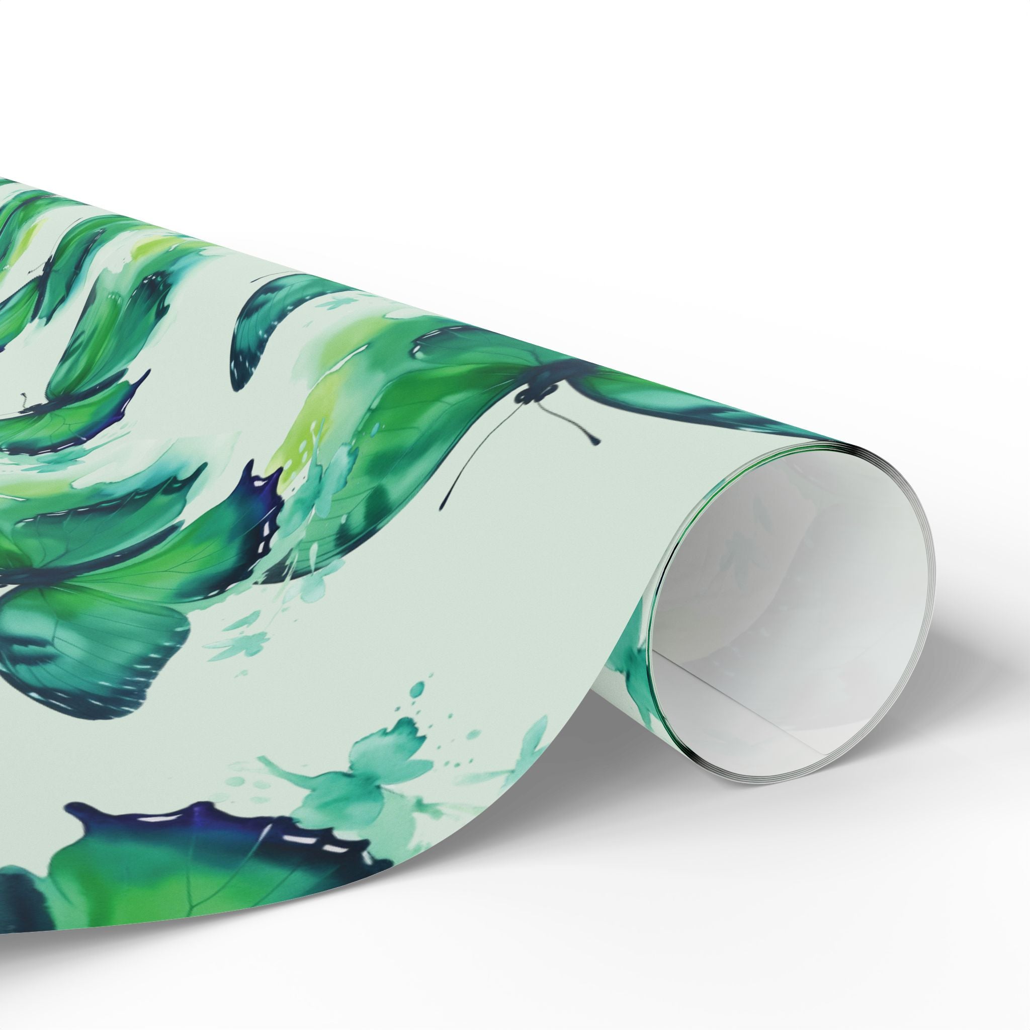 dark-green-butterfly-watercolor-wrapping-papers-elegant-roll-for-gifts-craft-supplies-birthday-gift-wrap-holiday-packaging-sc