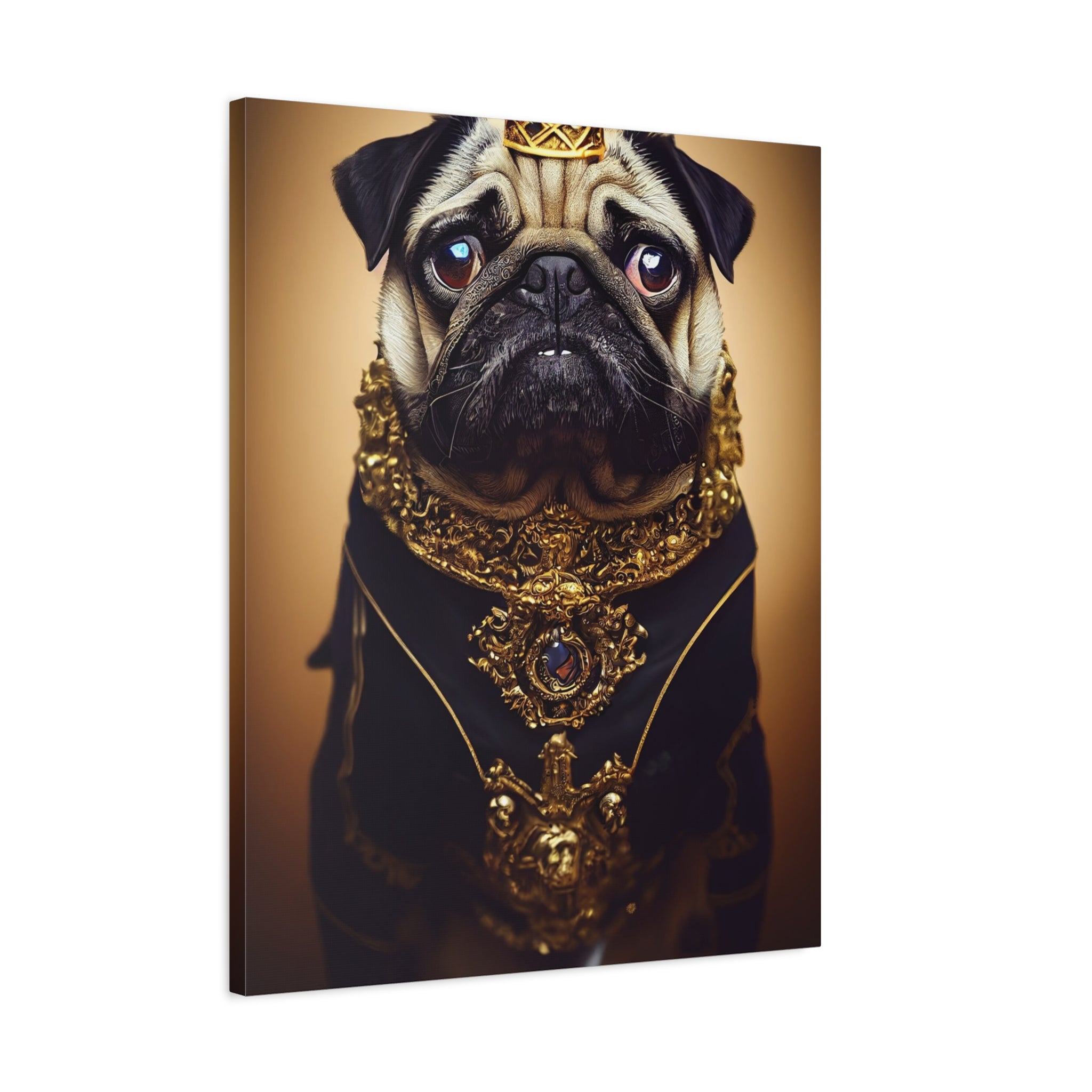 canvas-print-pug-crown-funny-jewelry-wall-art-decor-stretched-matte-canvas-home-living-room-decoration-dog-lover-gift-animal-