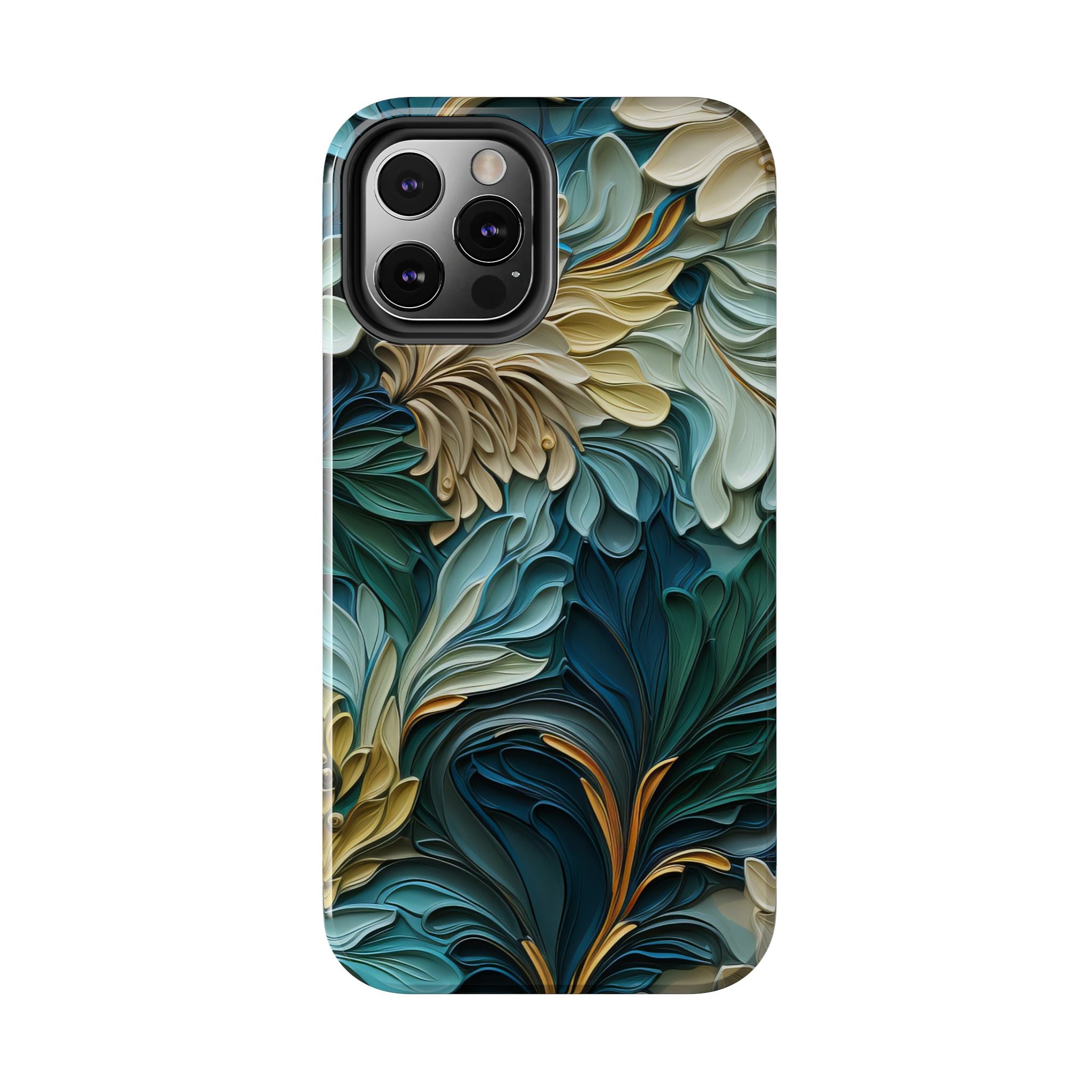 textured-art-nouveau-floral-tough-phone-case-cottagecore-iphone-case-unique-floral-phone-cover-vintage-style-iphone-case-prot