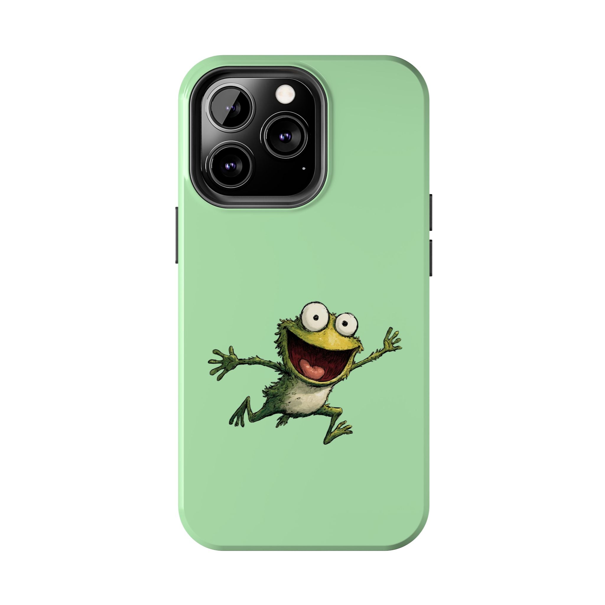 Quirky Funny Frog iPhone Tough Case - Kawaii Animal Phone Cover - Frog Protective Phone Cover - Green iPhone Case