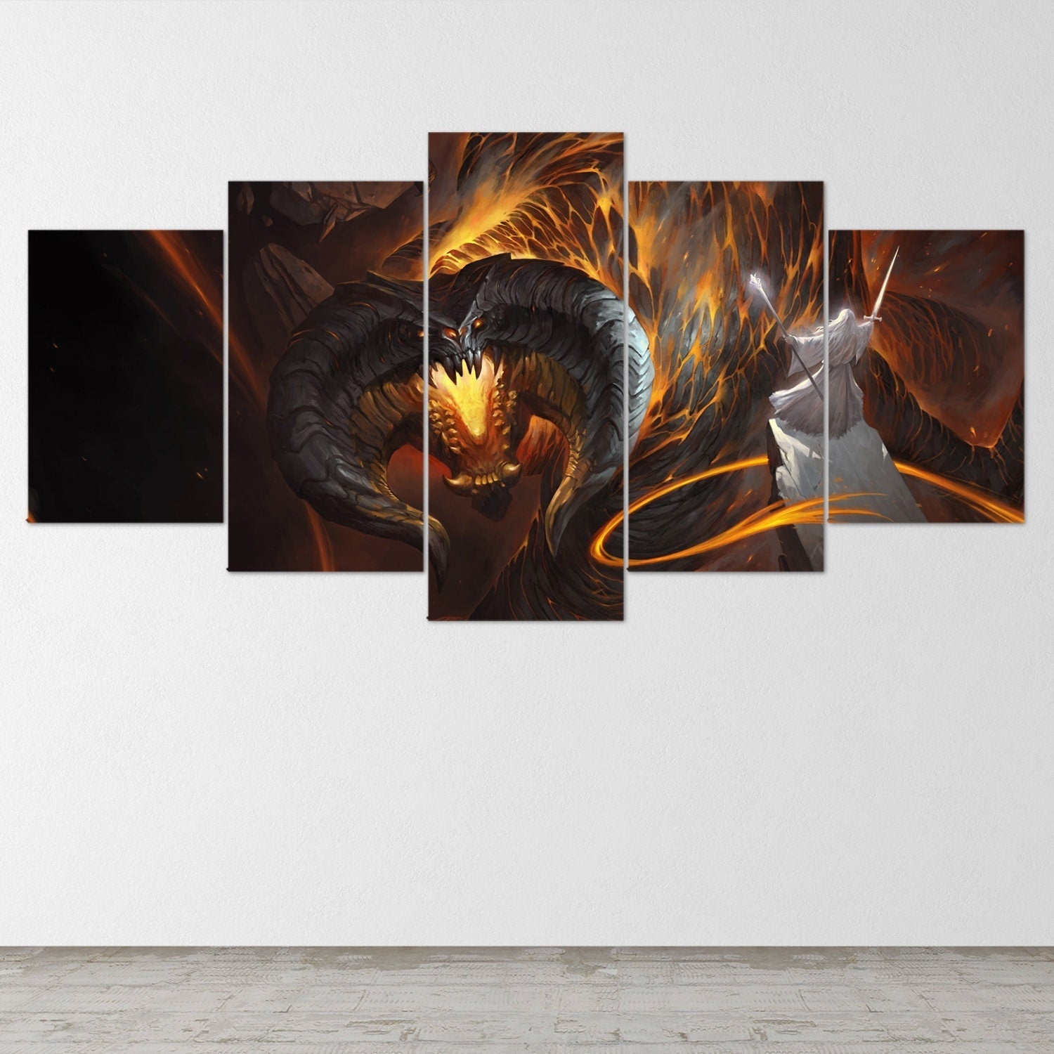 lord-of-the-rings-5-piece-canvas-wall-art-you-shall-not-pass-lotr-canvas-art-extra-large-wall-art-gandalf-poster-5-piece-5-pa