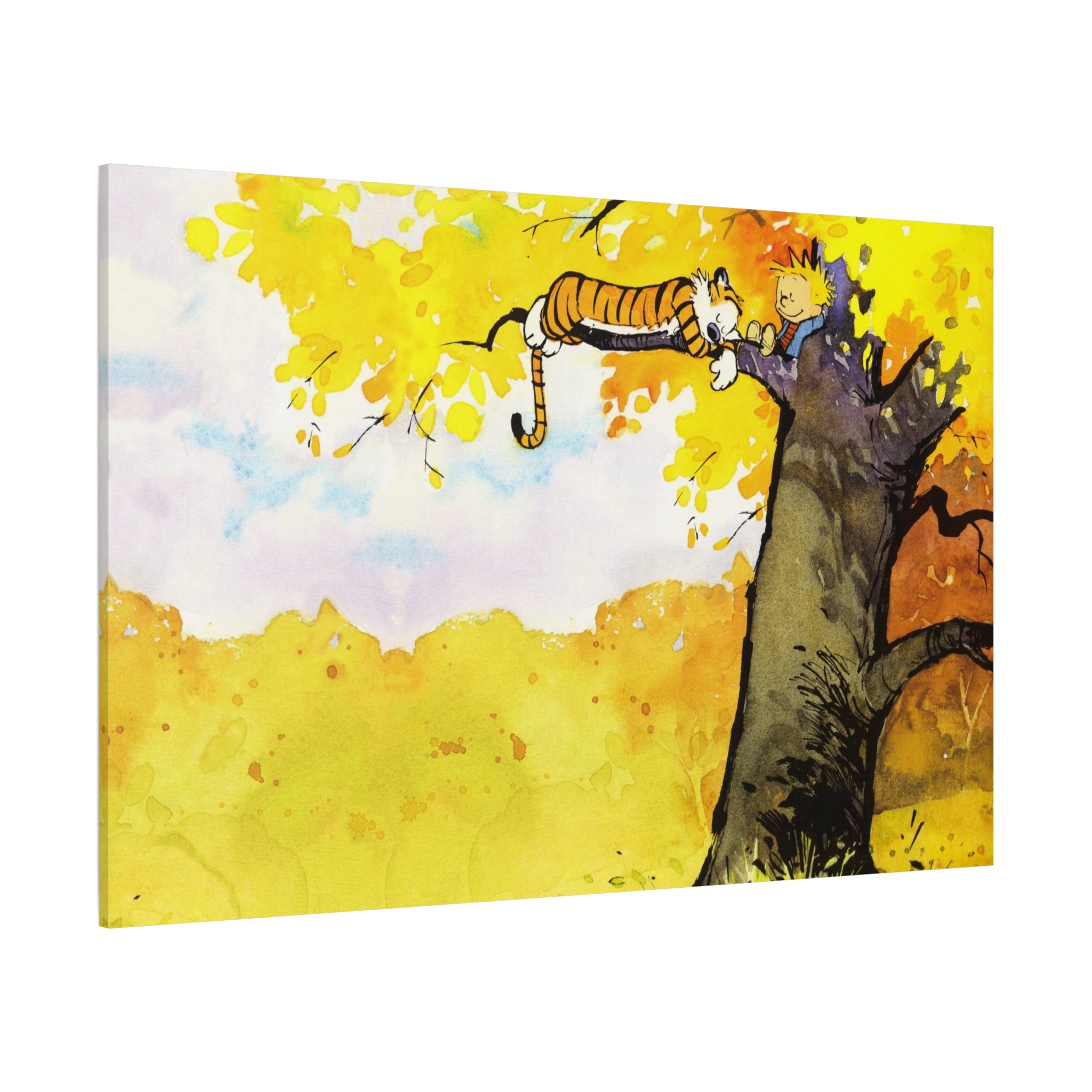 Calvin and Hobbes Canvas Wall Art - Nostalgic Comic Strip Canvas for Kids Room & Nursery Decor - Friendship Adventure Theme Print