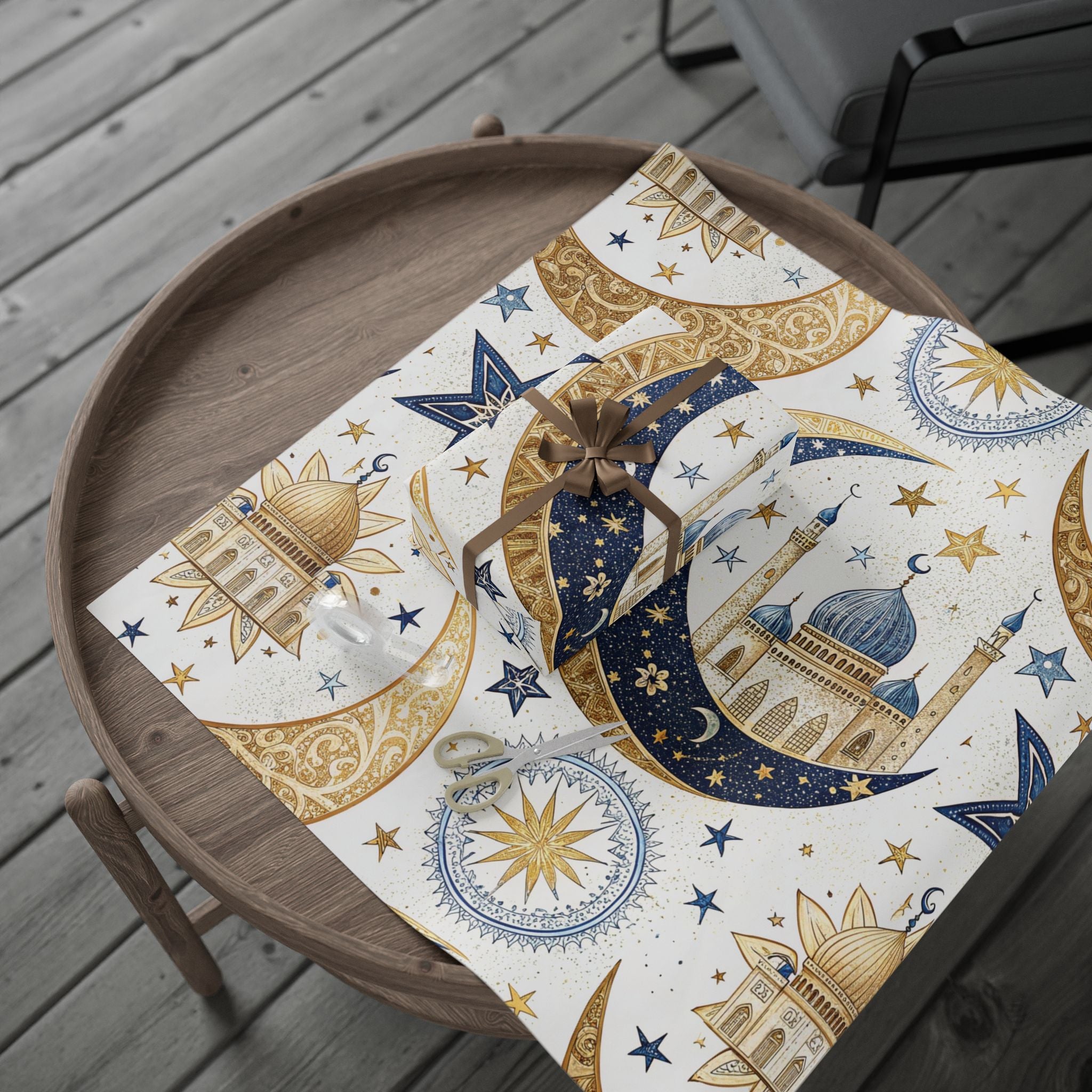 ramadan-night-wrapping-papers-islamic-crescent-moon-gift-wrap-mosque-silhouette-eid-holiday-supplies-festive-present-packagin