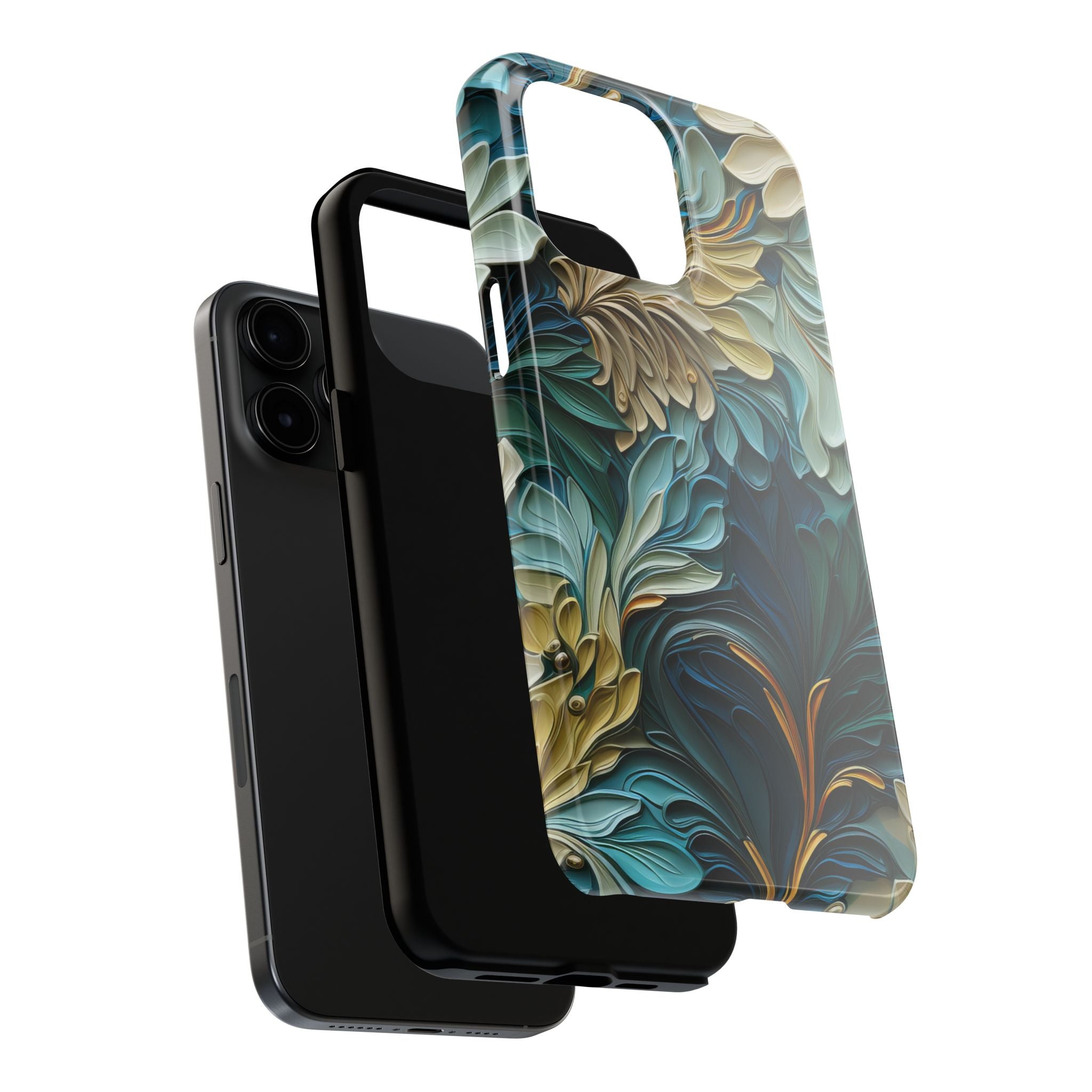 textured-art-nouveau-floral-tough-phone-case-cottagecore-iphone-case-unique-floral-phone-cover-vintage-style-iphone-case-prot