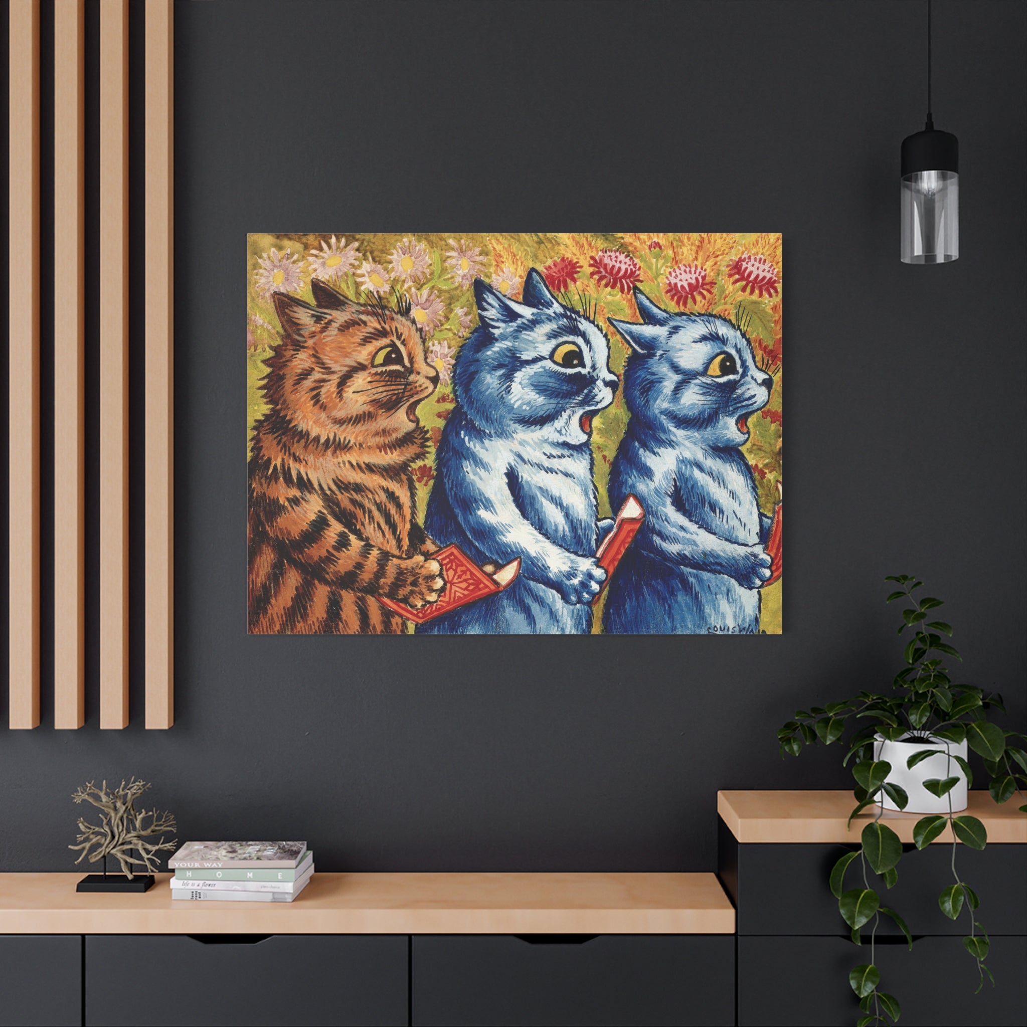 canvas-print-louis-wain-cat-gouache-art-three-cats-singing-wall-decor-cat-print-home-office-decoration-unique-cat-louis-wain-