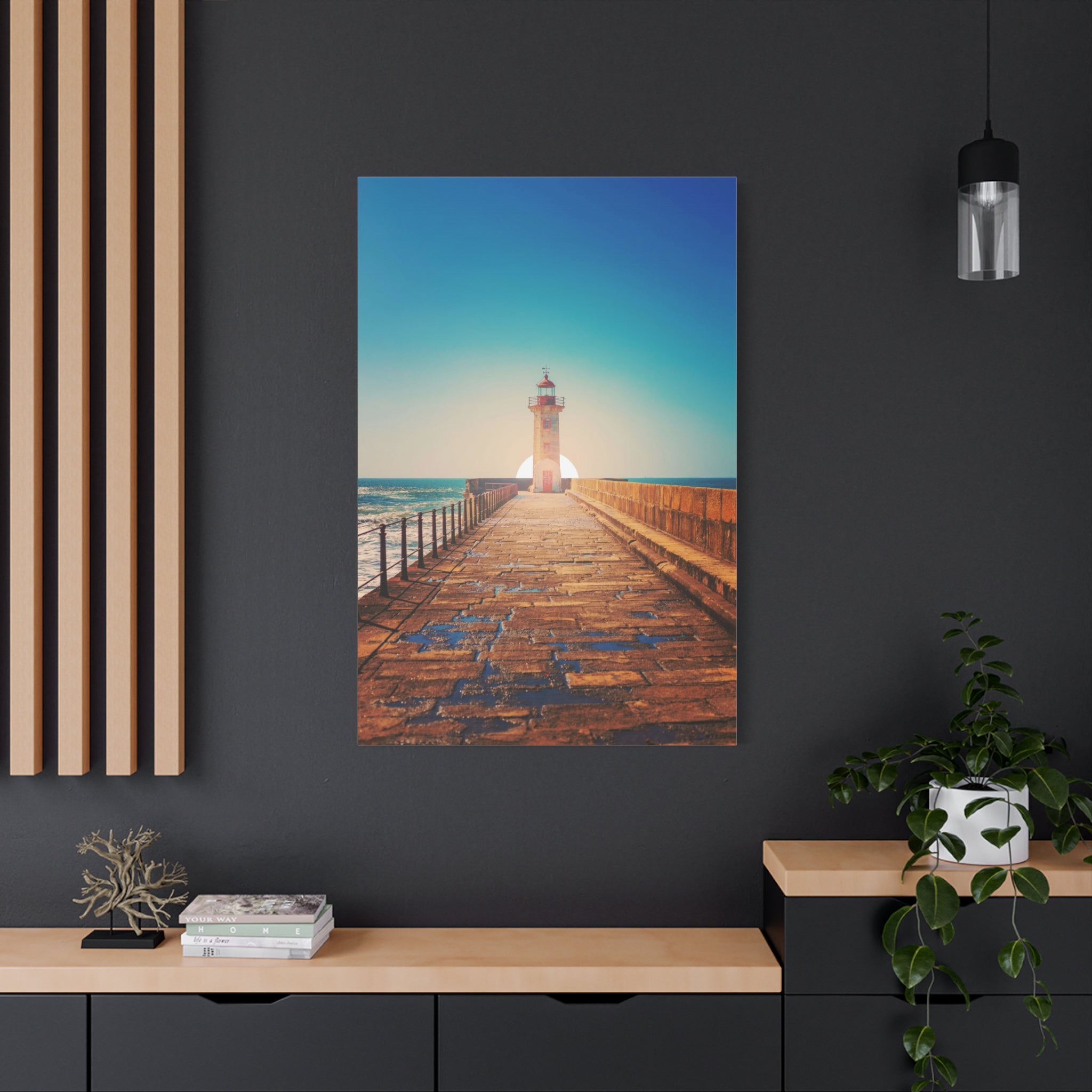 canvas-print-lighthouse-on-rock-matte-canvas-stretched-1-25-inch-coastal-wall-art-nautical-decor-beach-house-decoration-seasi