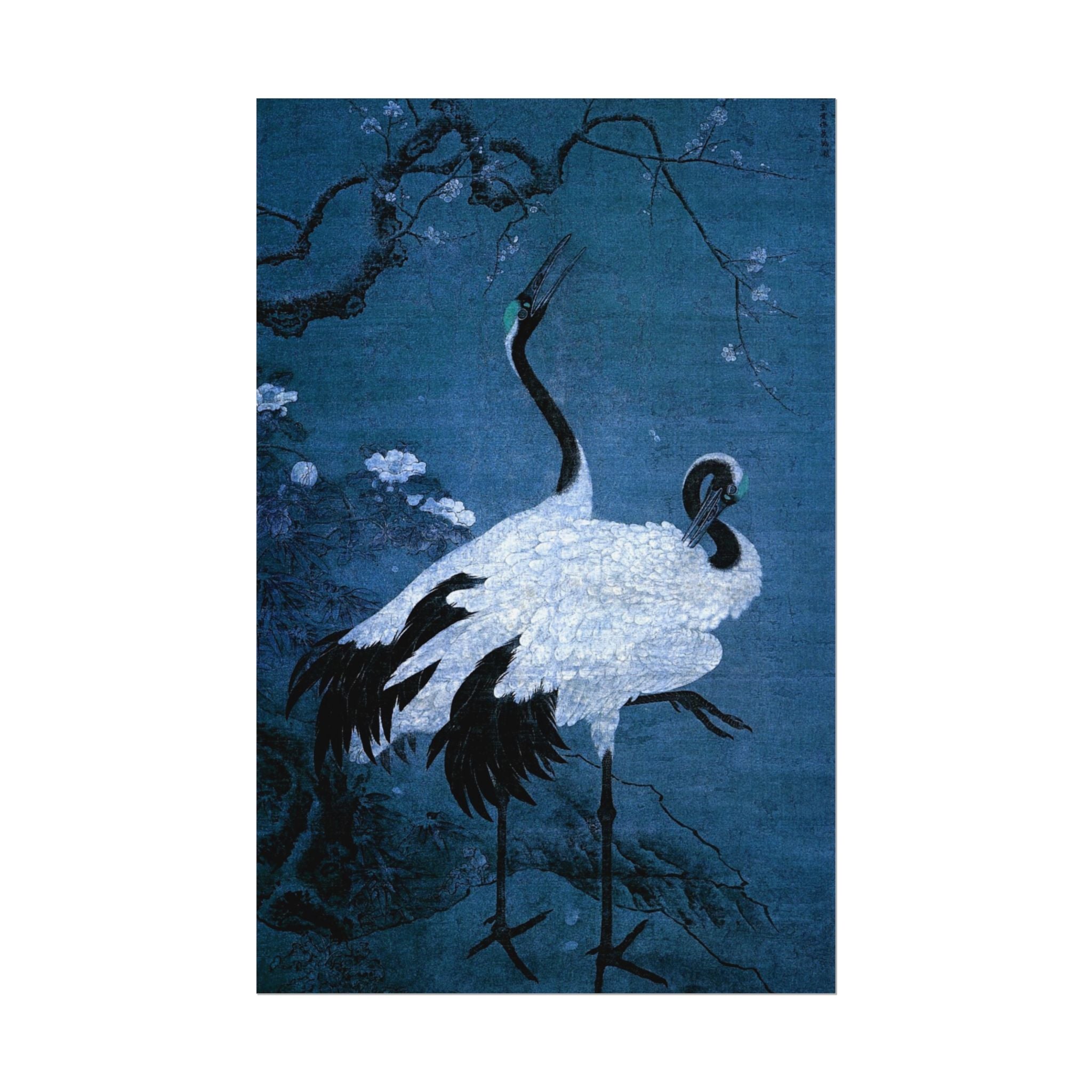 snow-plum-twin-cranes-painting-poster-wall-art-home-decor-nature-print-japanese-art-gift-cranes-wall-decor-cranes-poster-prin