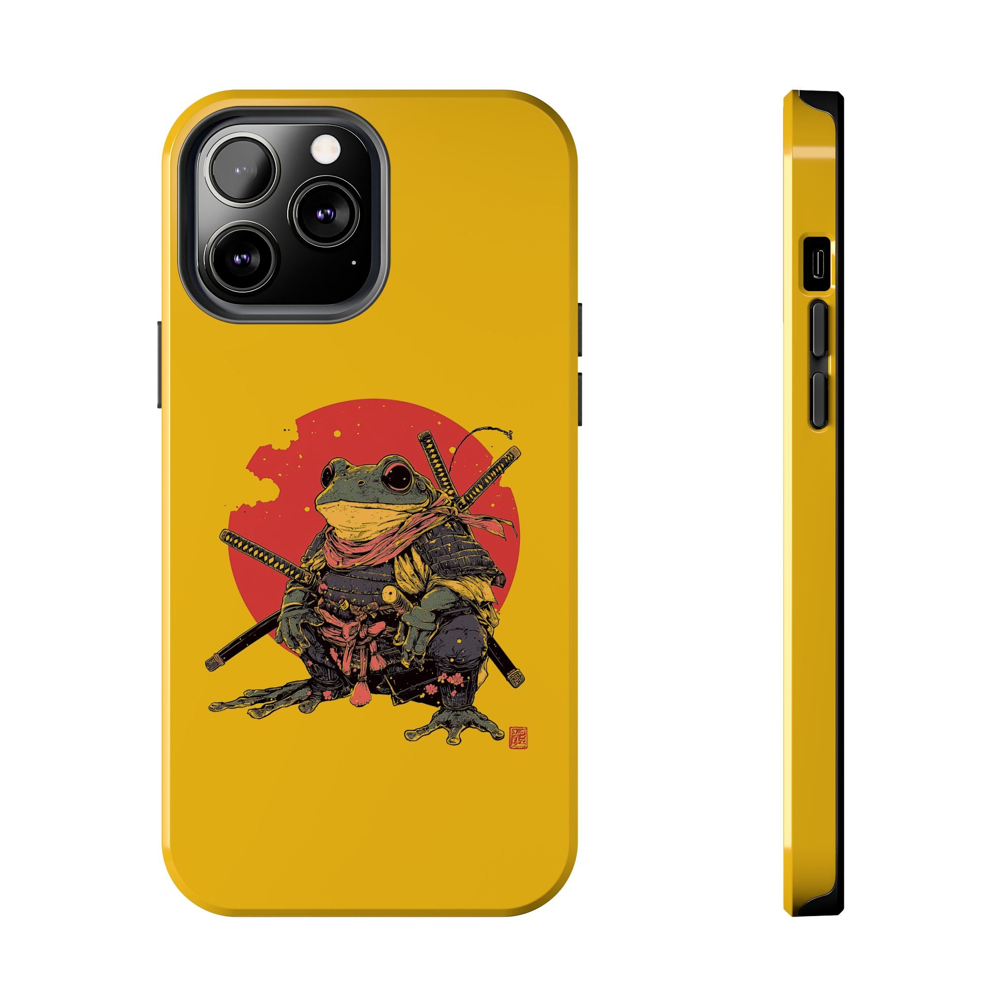 retro-vintage-ninja-frog-iphone-tough-case-red-sun-japanese-samurai-frog-design-ninja-warrior-yellow-iphone-hard-cover