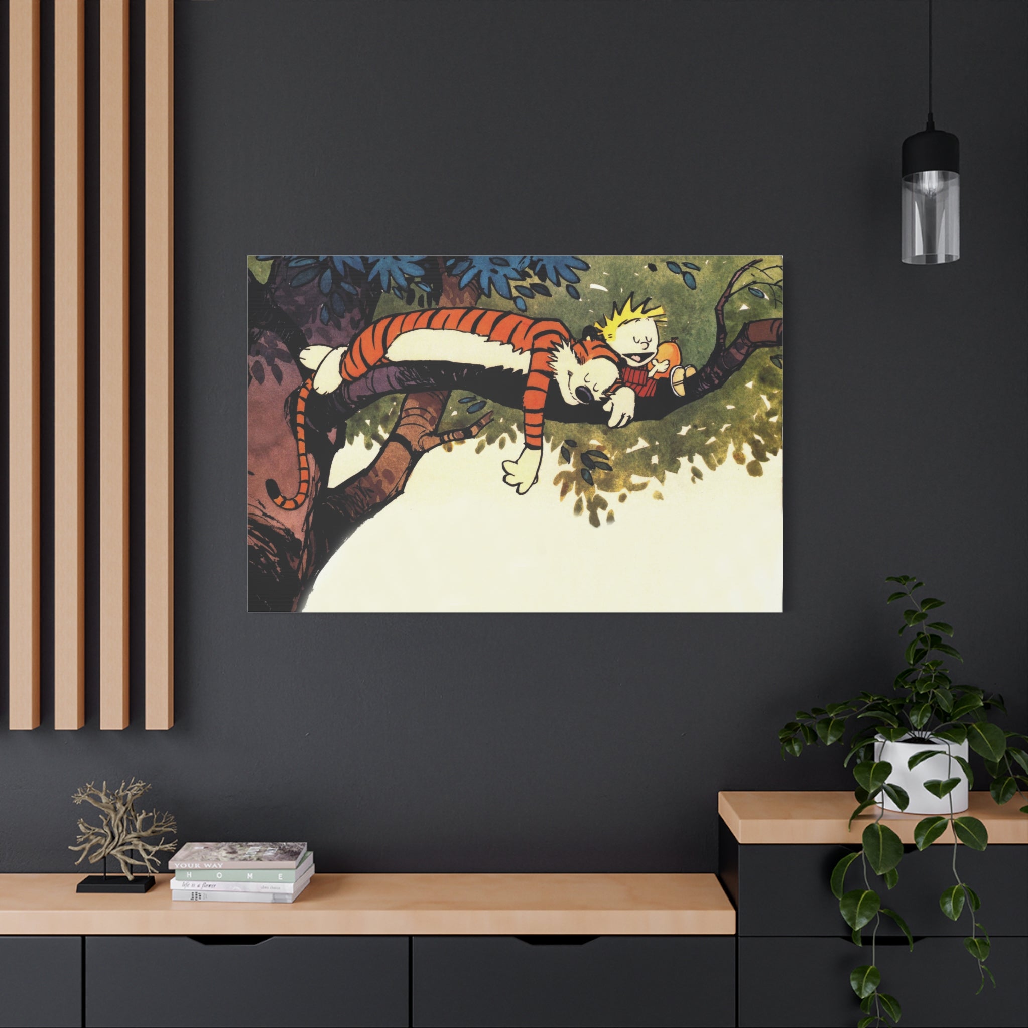 Calvin and Hobbes Canvas Wall Art - Nostalgic Comic Book Poster for Kids Room & Nursery Room Decor - Adventure Theme Print
