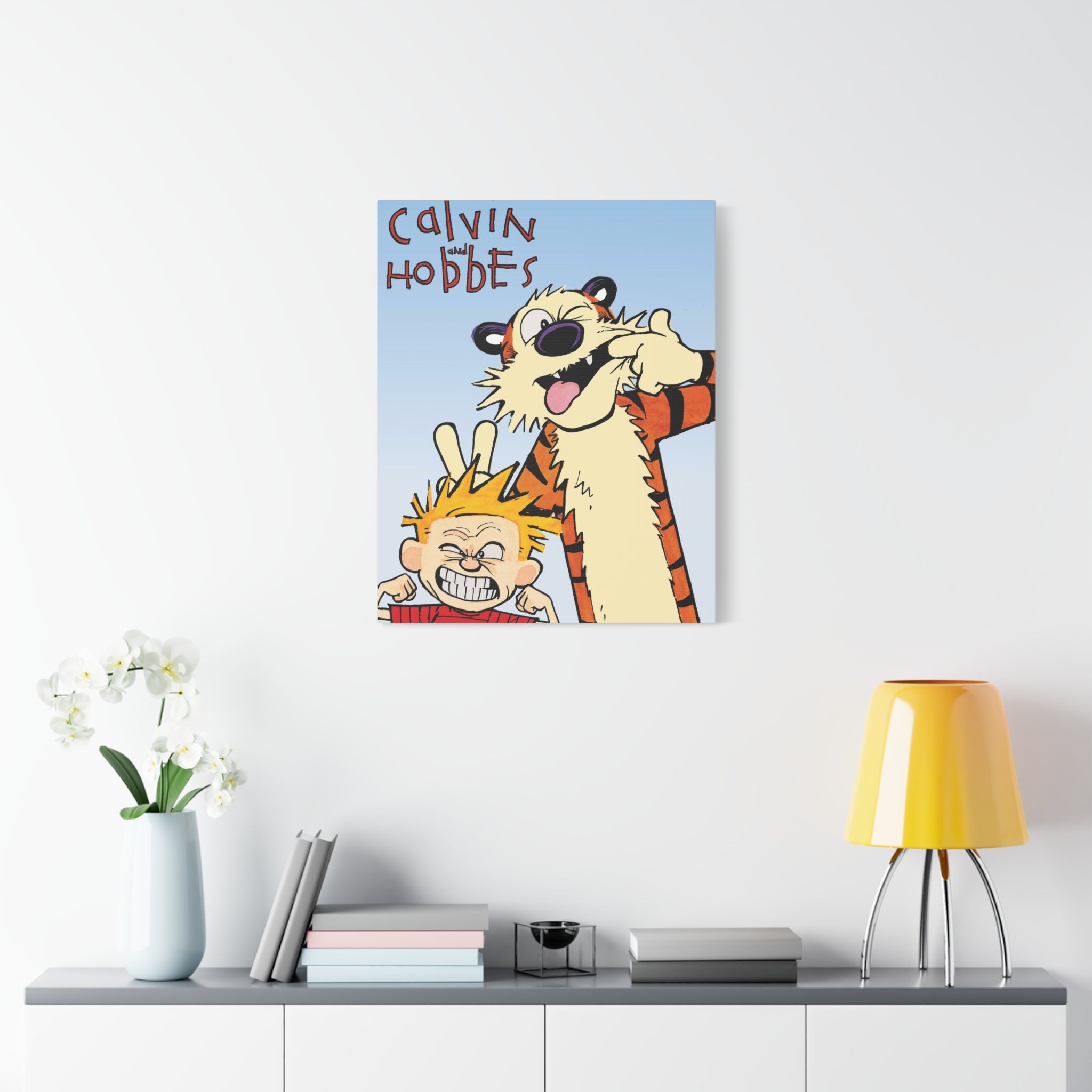 Calvin and Hobbes Canvas Wall Art - Nostalgic Vertical Comic Strip Canvas for Kids Room & Nursery Decor - Friendship Adventure Theme Print