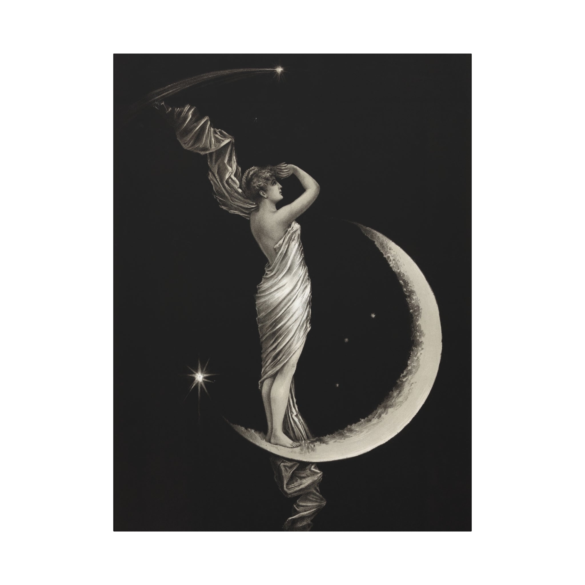 canvas-print-the-universal-favorite-1889-by-geo-h-walker-black-and-white-retro-art-moon-decor-comet-art-matte-canvas