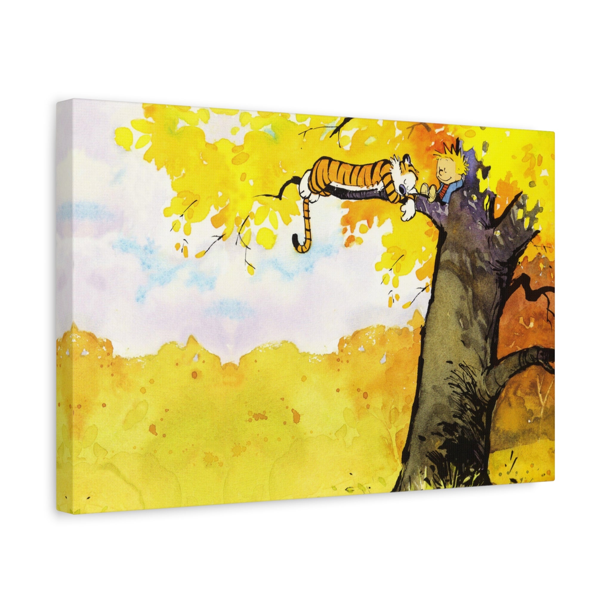 Calvin and Hobbes Canvas Wall Art - Nostalgic Comic Strip Canvas for Kids Room & Nursery Decor - Friendship Adventure Theme Print