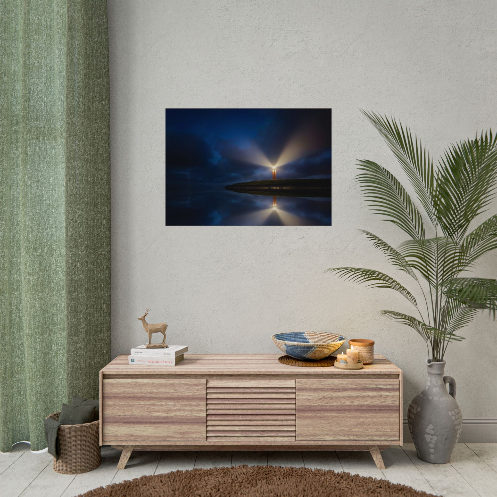 lighthouse-on-rock-poster-wall-art-coastal-wall-decor-nautical-decor-beach-house-decoration-seaside-wall