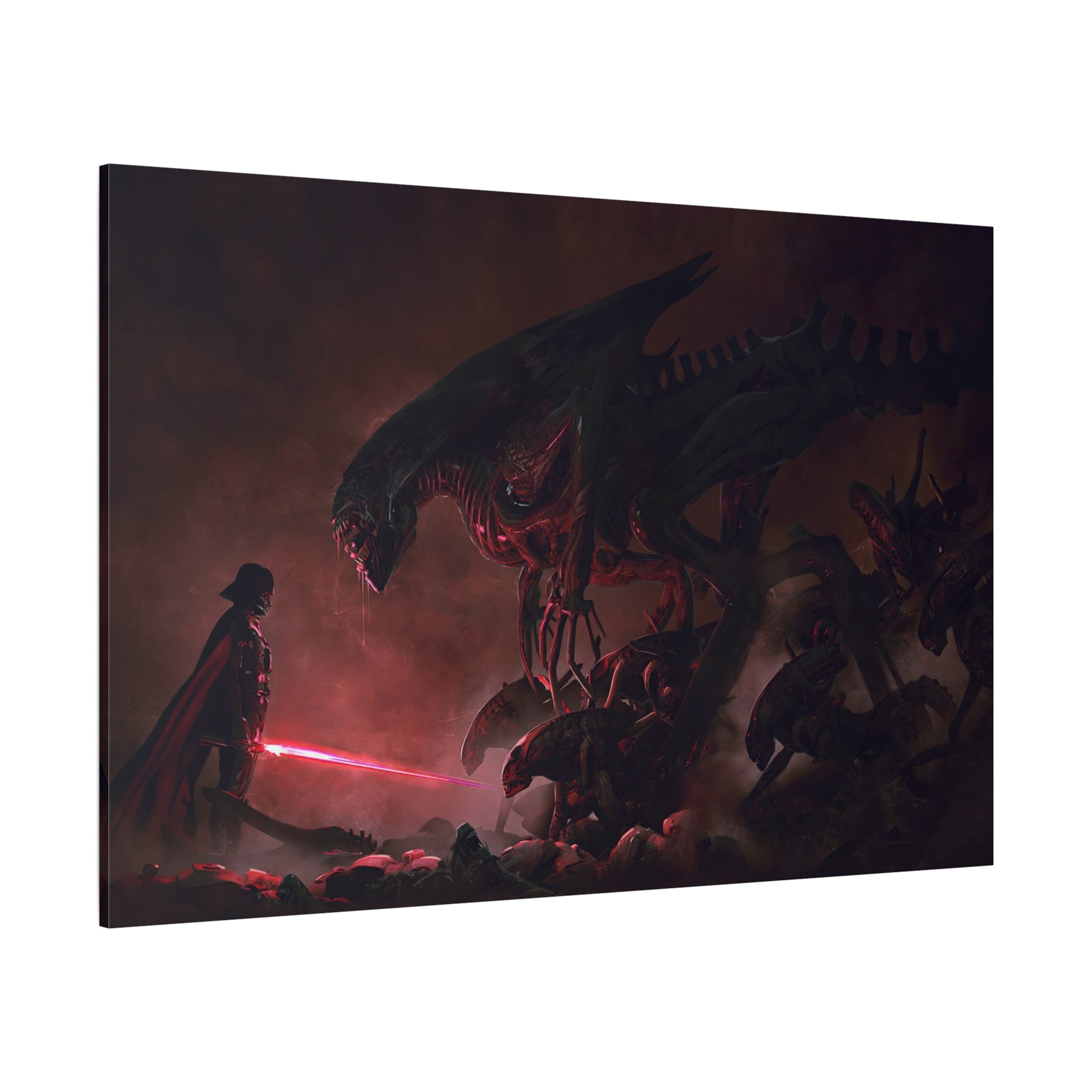 canvas-print-darth-vader-vs-aliens-xenomorph-star-wars-matte-canvas-stretched-1-25-wall-art-decor-home-office-decoration-sci-