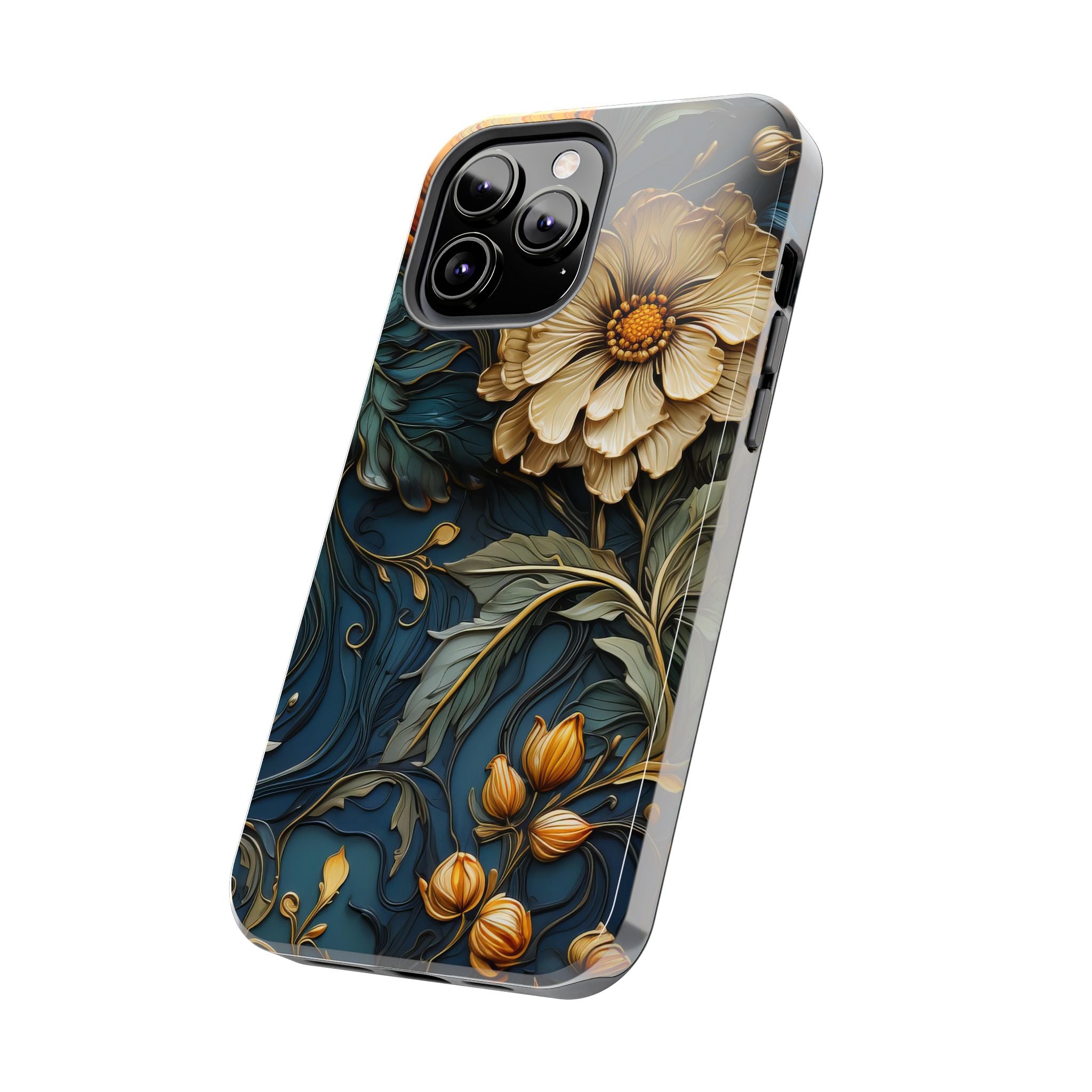 textured-art-nouveau-floral-tough-phone-case-cottagecore-iphone-case-unique-floral-phone-cover-vintage-style-iphone-case-prot