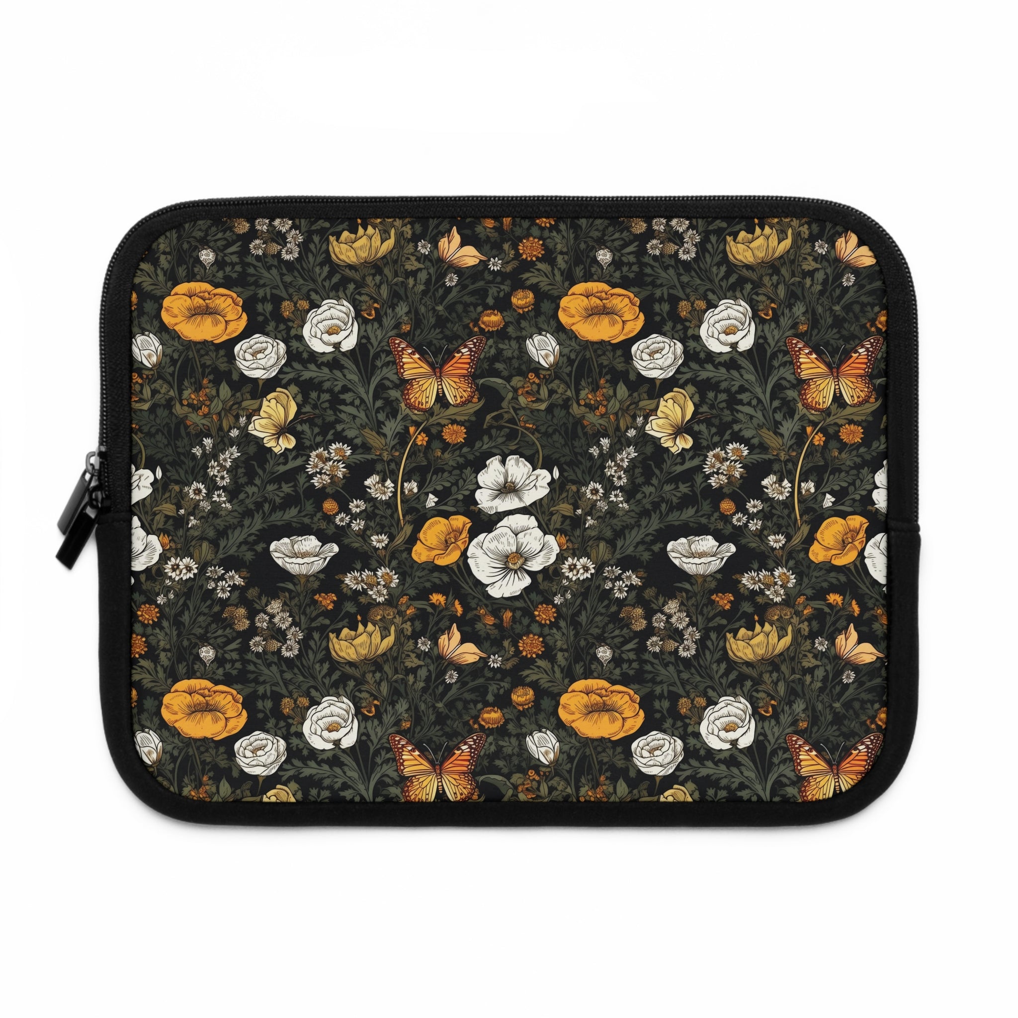 laptop-sleeve-cottagecore-dark-wild-flowers-butterfly-macbook-air-sleeve-floral-computer-bag-tech-case-tablet-cover-laptop