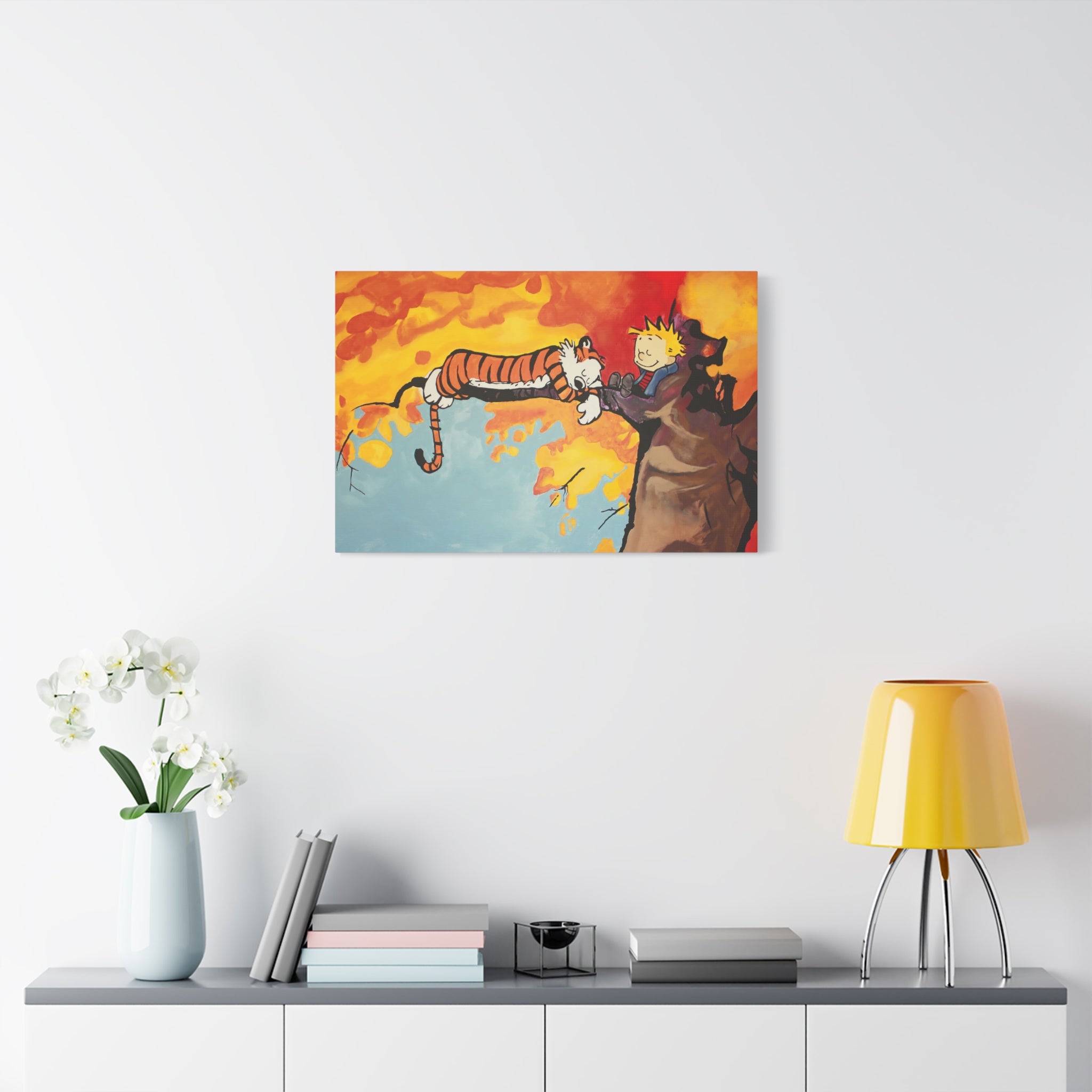 Calvin and Hobbes Canvas Wall Art - Nostalgic Comic Strip Poster for Nursery & Kids Room Decor - Friendship Theme Gift Idea