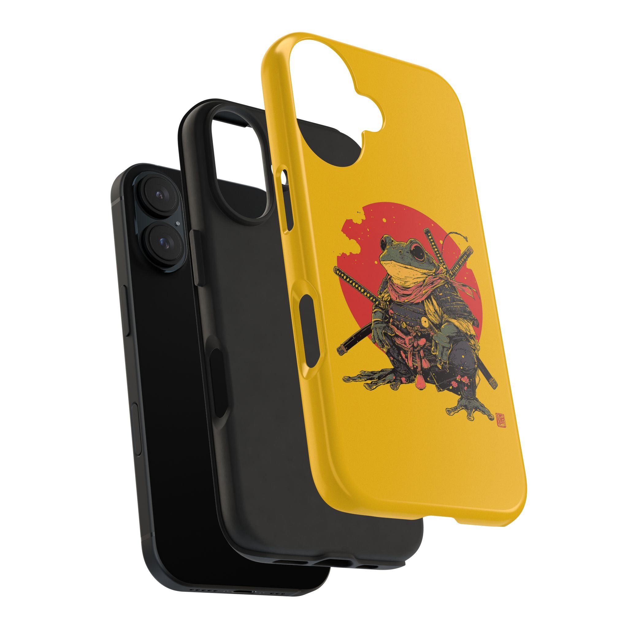 retro-vintage-ninja-frog-iphone-tough-case-red-sun-japanese-samurai-frog-design-ninja-warrior-yellow-iphone-hard-cover