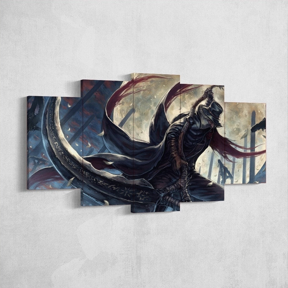 bloodborne-hunter-5-piece-canvas-wall-art-bloodborne-wall-art-bloodborne-hunter-poster-bloodborne-canvas-bloodborne-5-panel-g