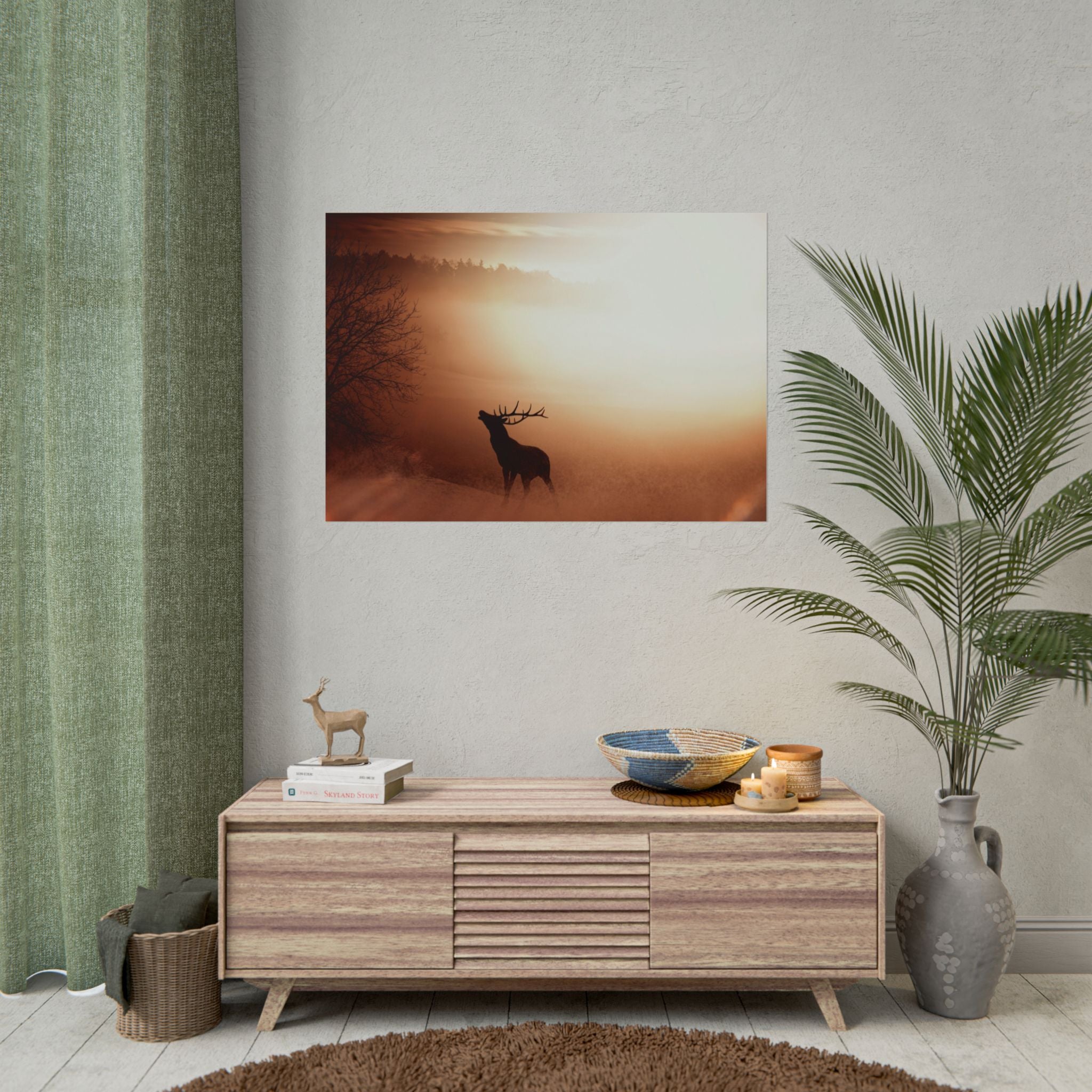 poster-print-elk-in-forest-sunset-scenery-nature-home-decor-animal-wall-art-wildlife-decor-farmhouse-wall-art-elk-prints-post