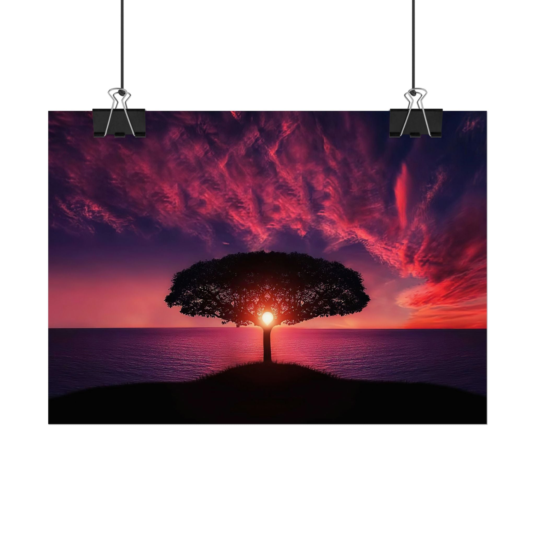 Panoramic Sunset Poster Print, Tree Wall Art, Scenery Decor, Exra Large Wall Art, Canvas Art Print, Landscape, Nature Wall Decor