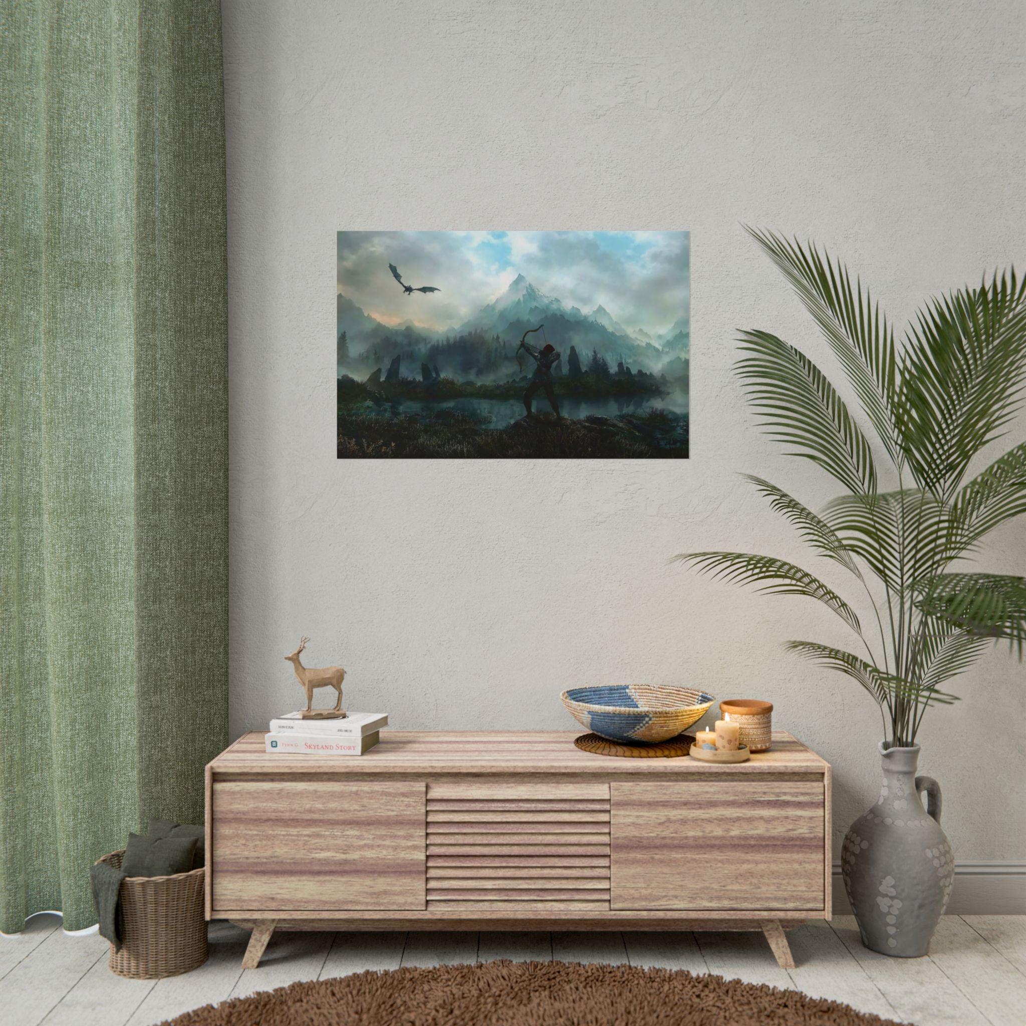 the-elder-scrolls-skyrim-aela-poster-wall-art-dragon-and-artcher-viking-game-poster-print-room-decor-warrior-g