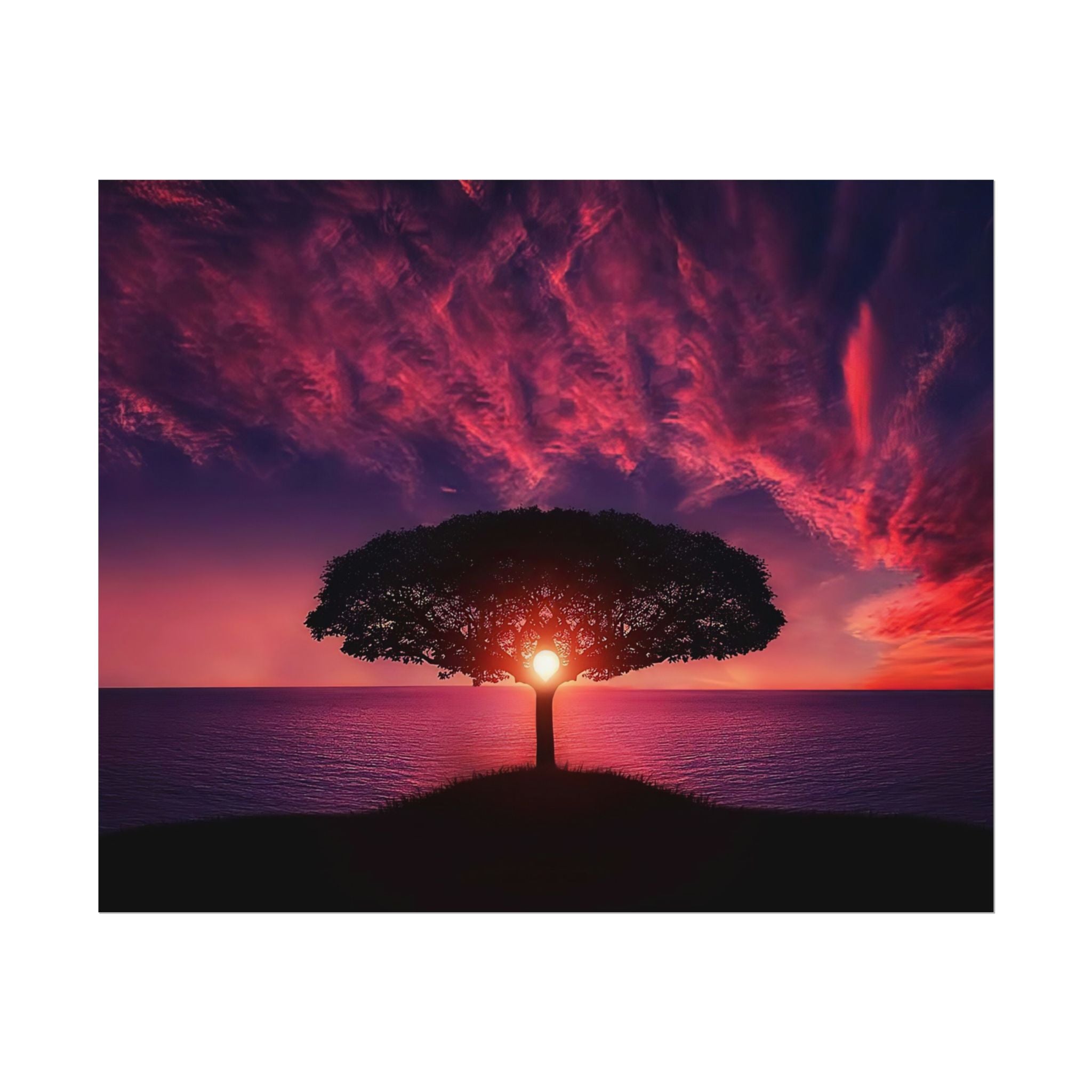 Panoramic Sunset Poster Print, Tree Wall Art, Scenery Decor, Exra Large Wall Art, Canvas Art Print, Landscape, Nature Wall Decor